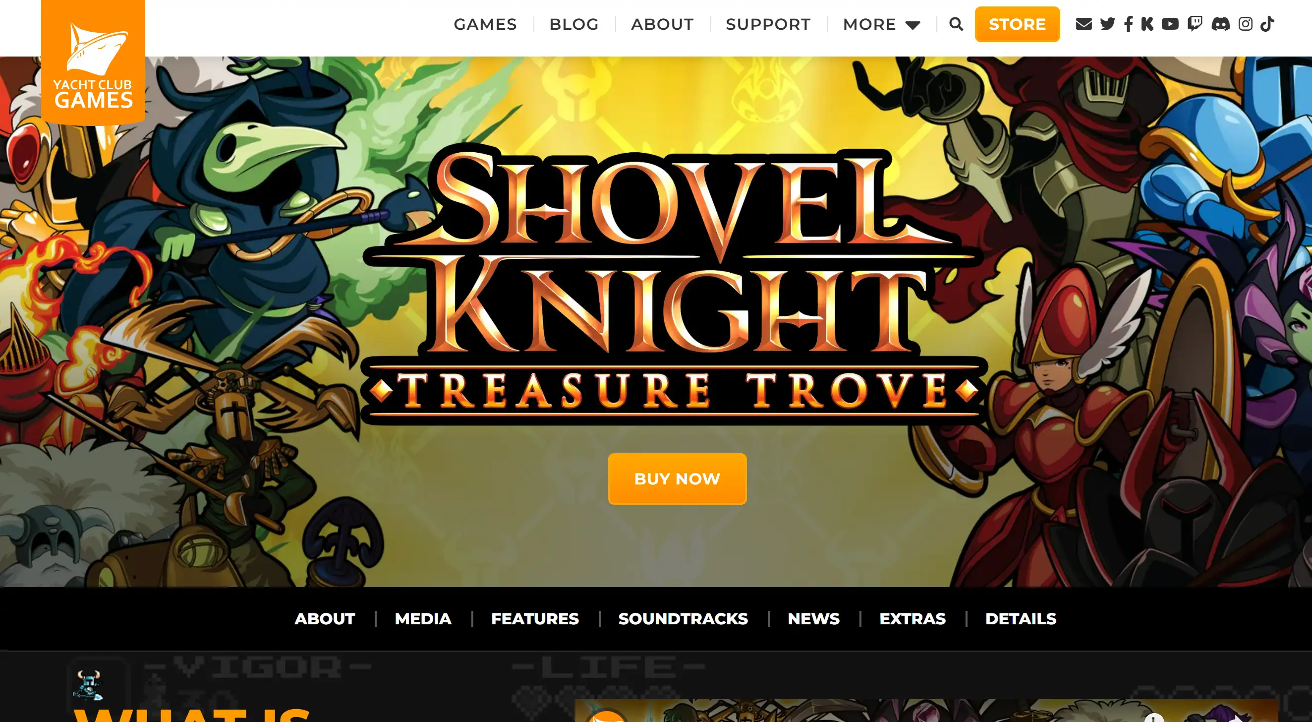 Homepage of Shovel Knight