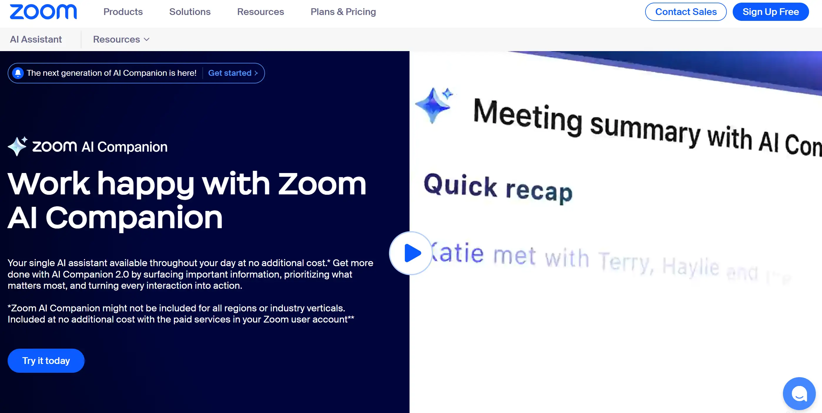 Zoom's homepage