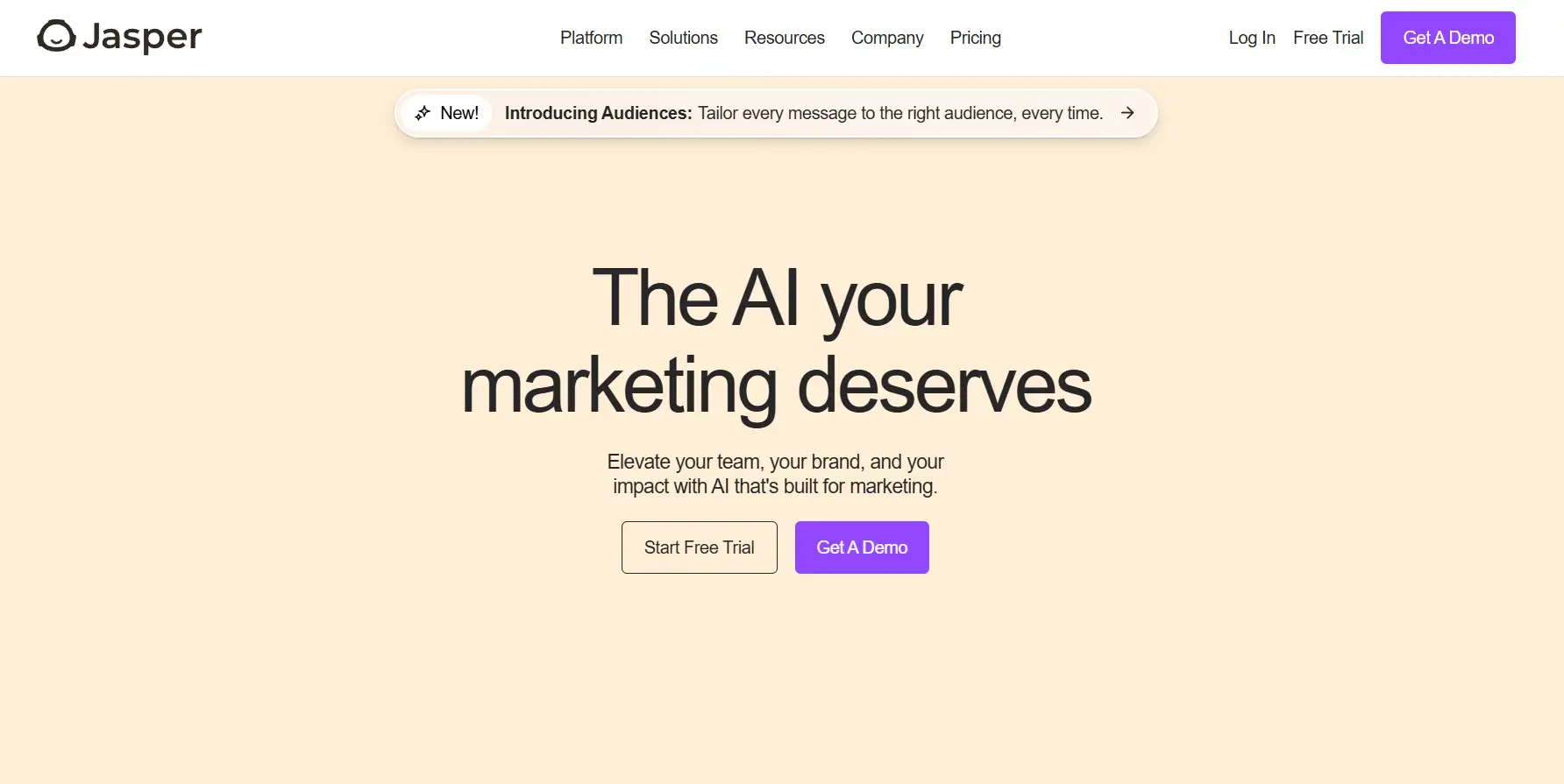 Jasper AI's homepage