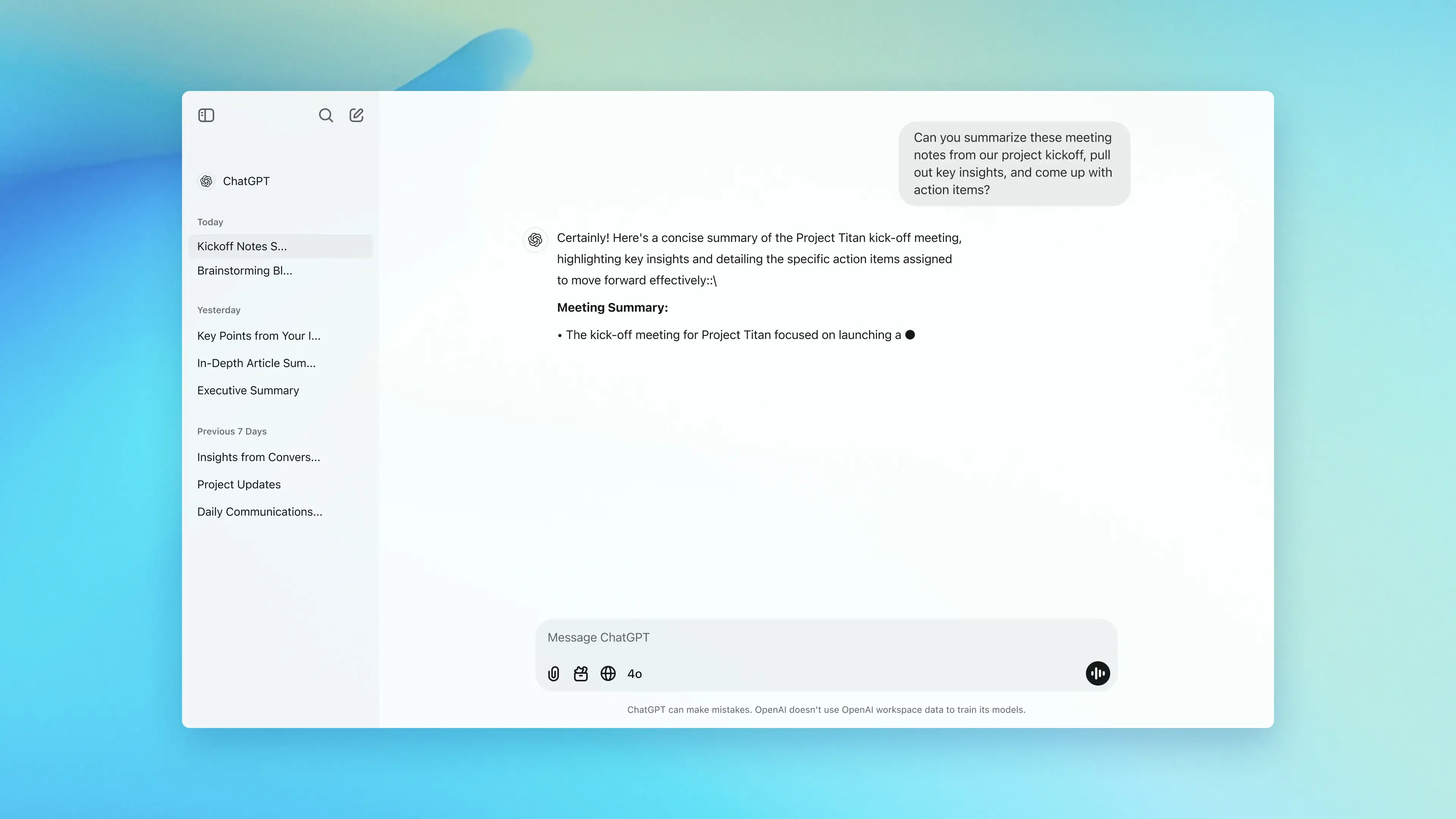 ChatGPT's homepage