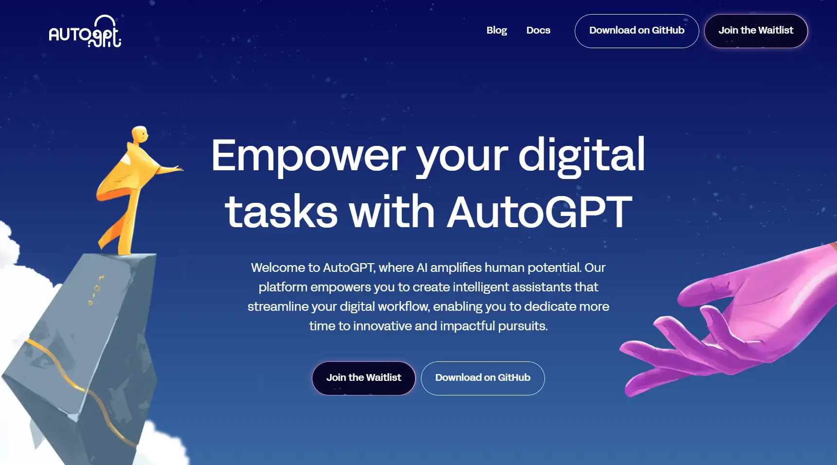 AutoGPT's homepage