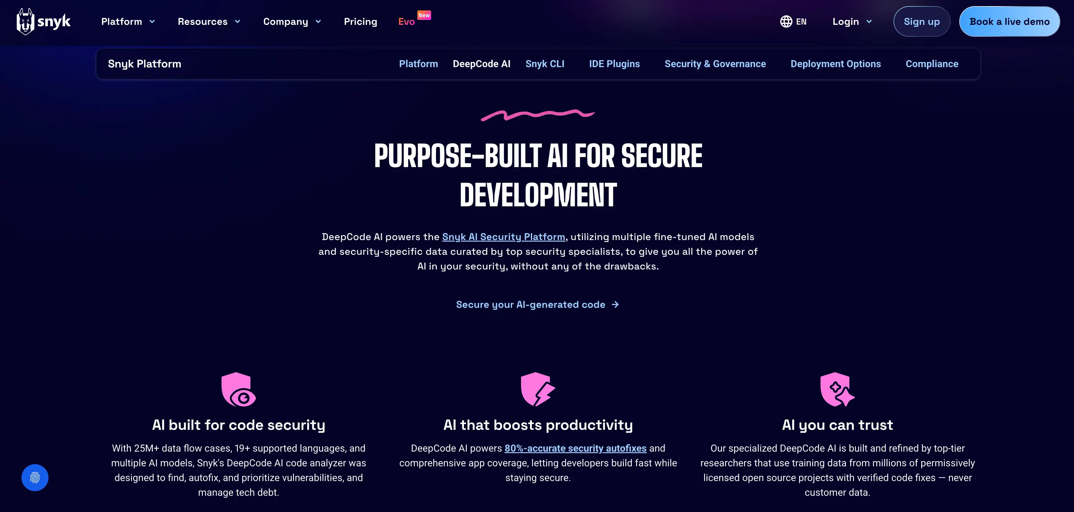 snyk purpse built ai for secure development snyk purpse built ai for secure development