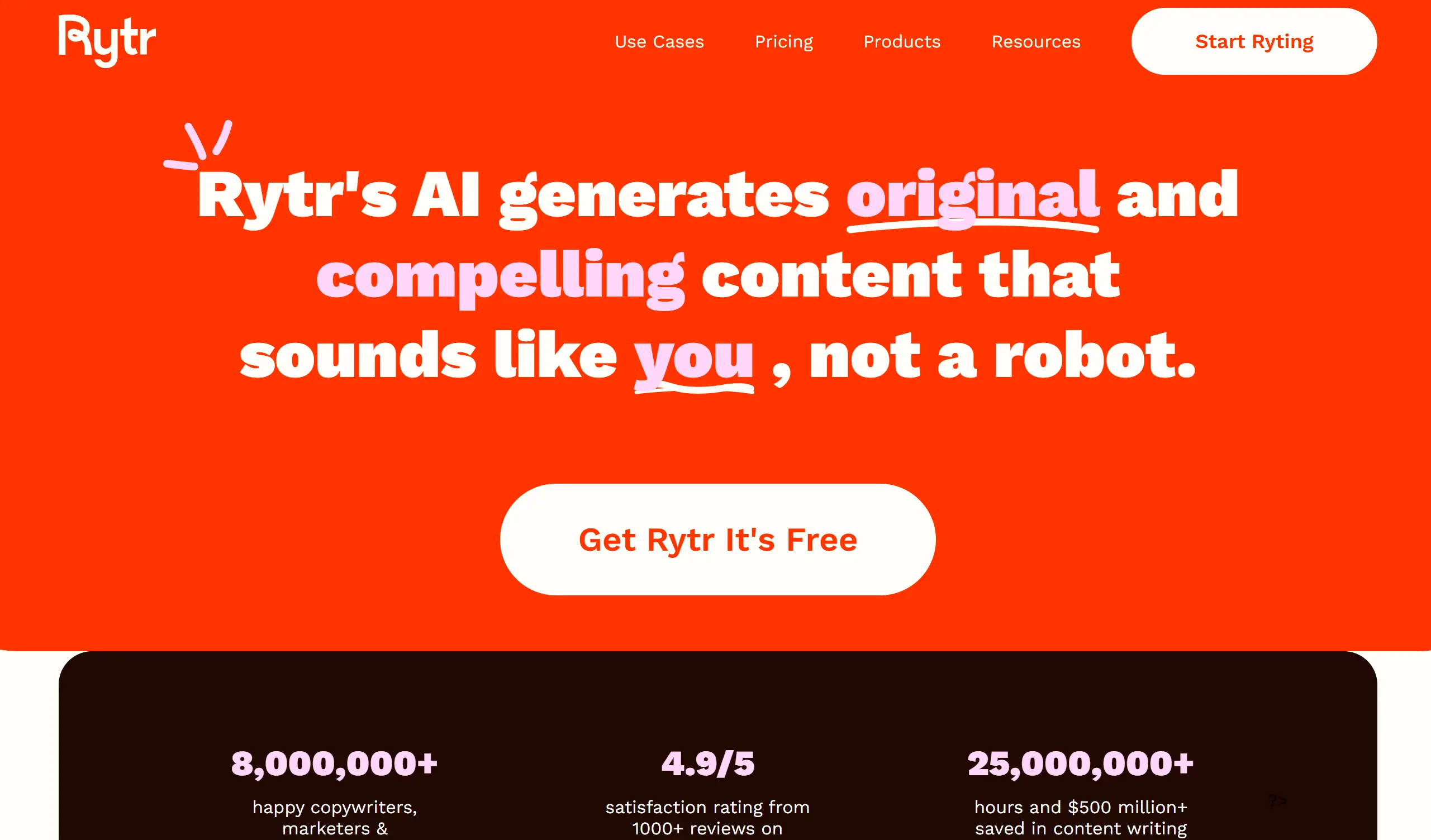 Rytr's homepage