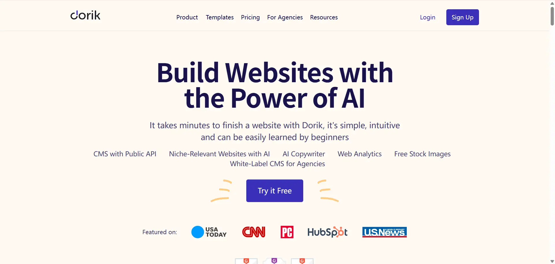 Dorik's AI website builder