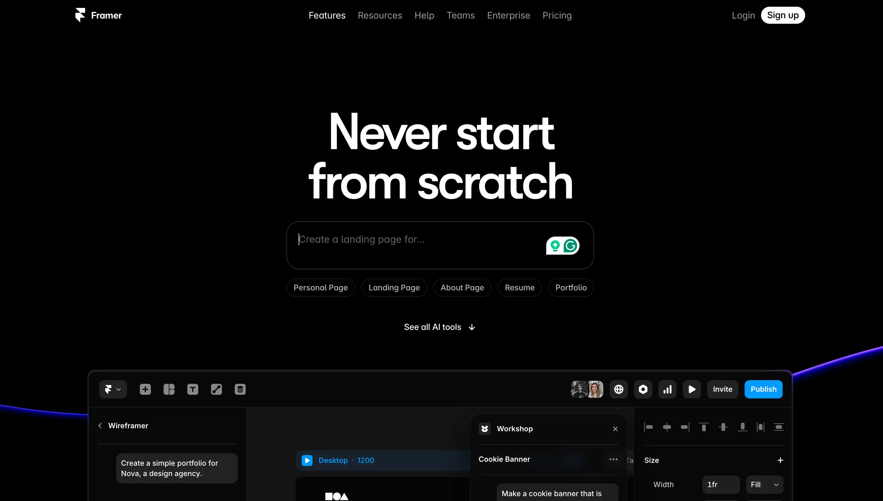 framer ai website builder