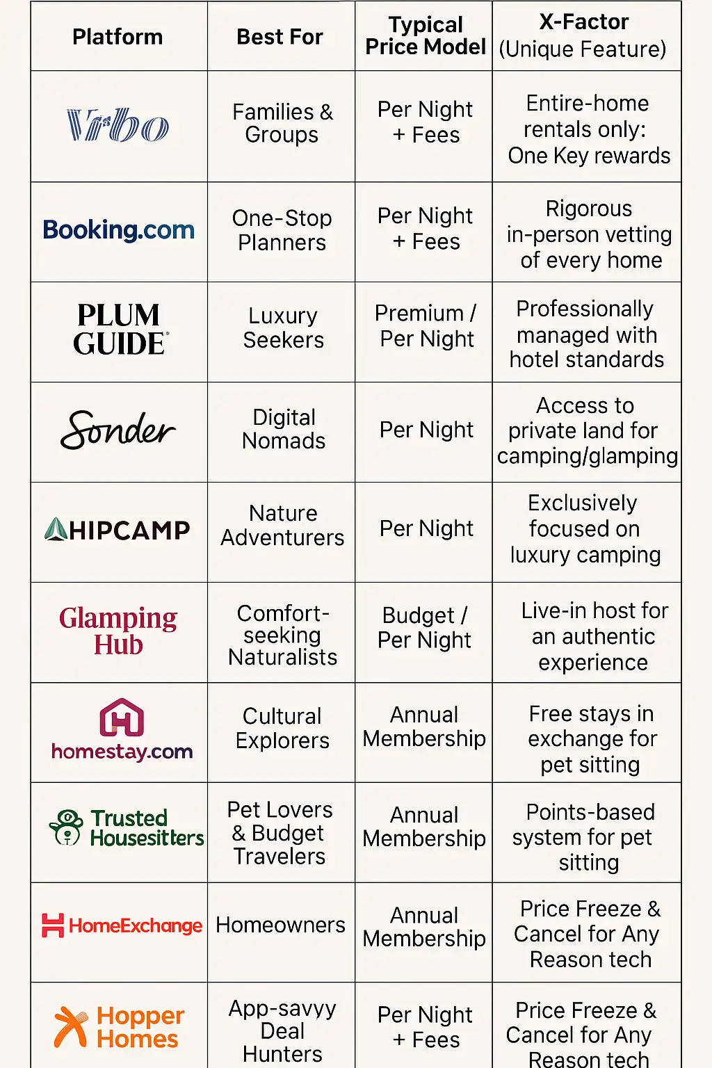 A comparison of the Top Airbnb Alternatives A comparison of the Top Airbnb Alternatives