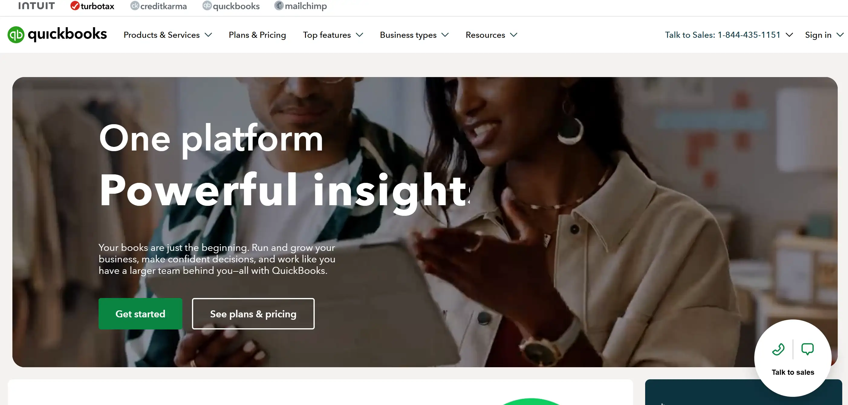 Homepage of QuickBooks Online Homepage of QuickBooks Online