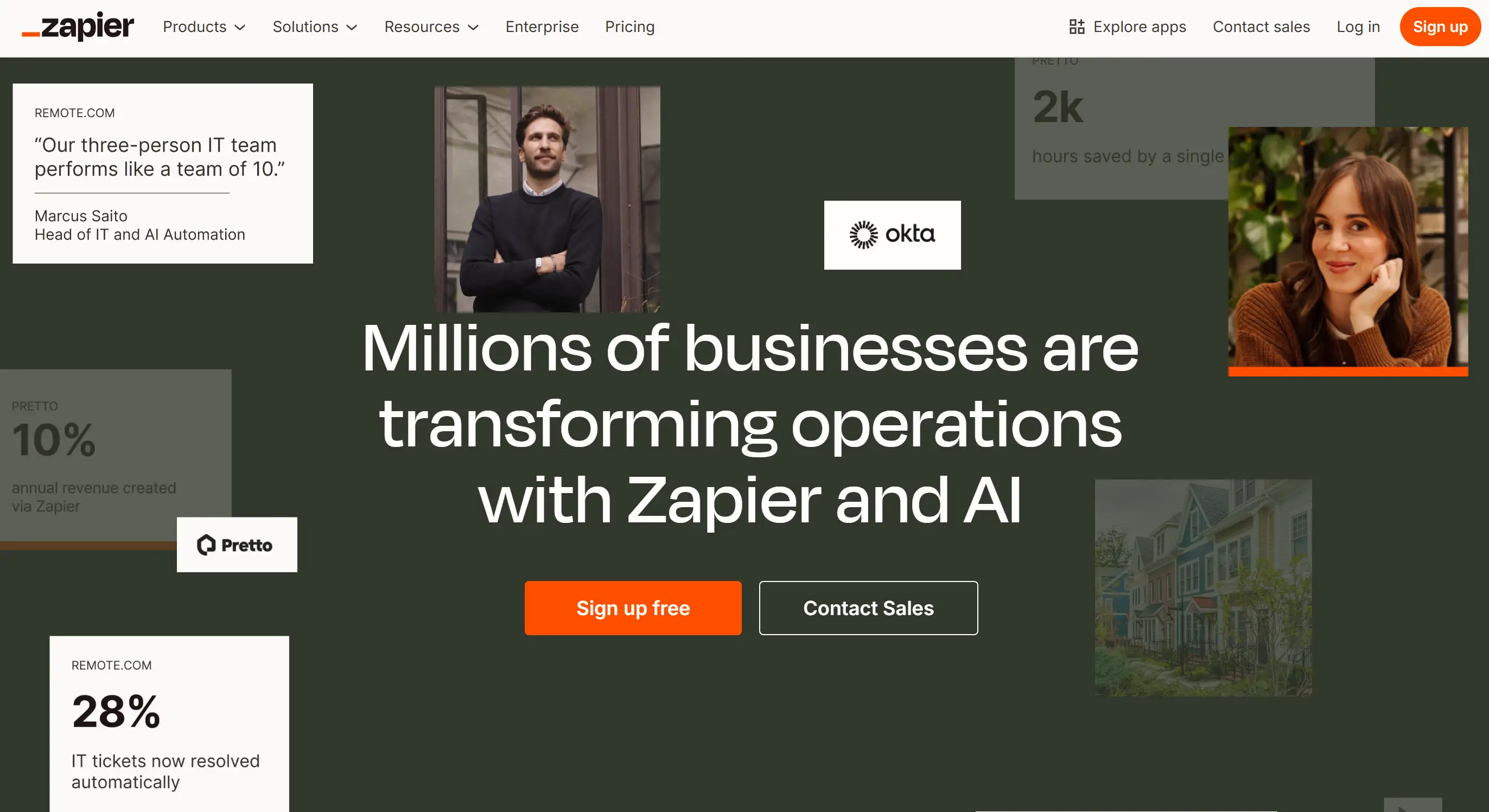 Homepage of Zapier Homepage of Zapier
