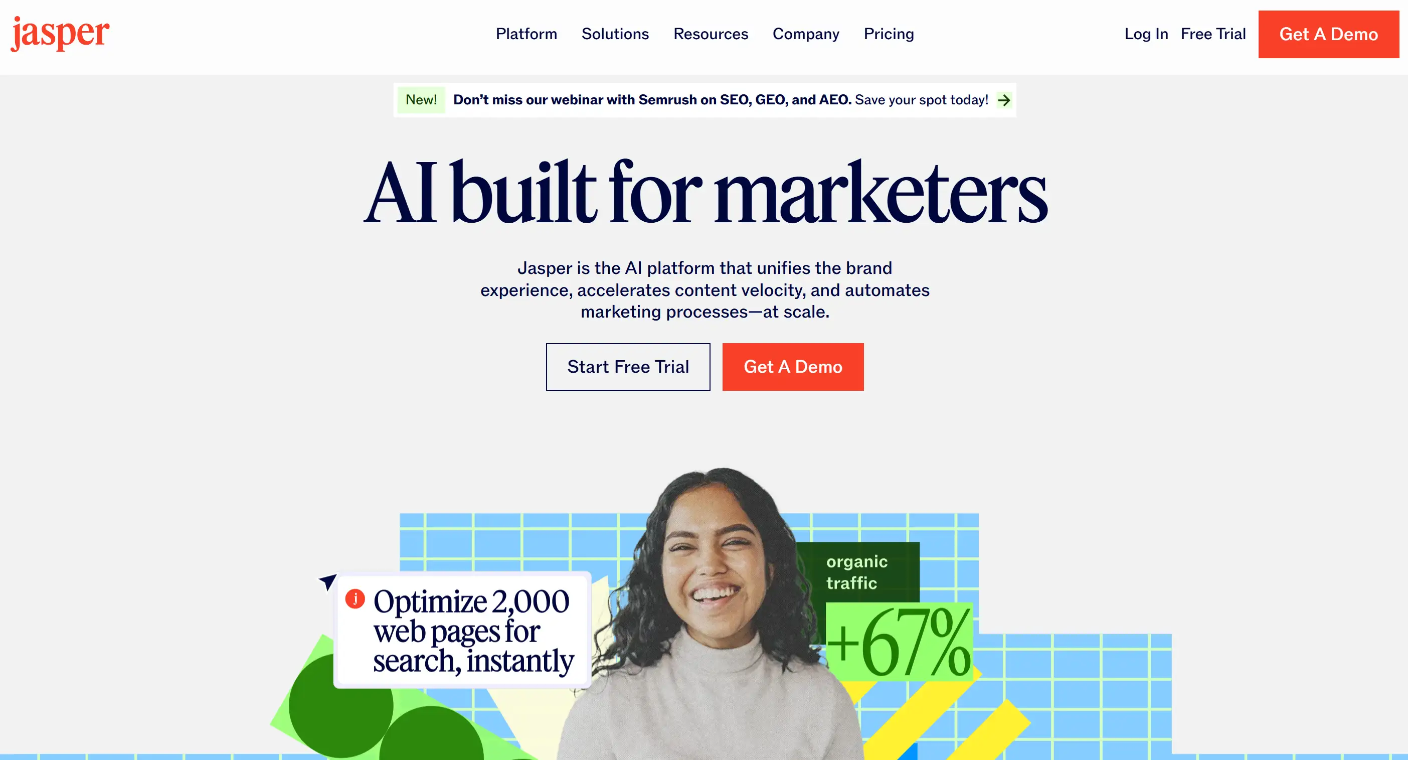 Homepage of Jasper AI Homepage of Jasper AI