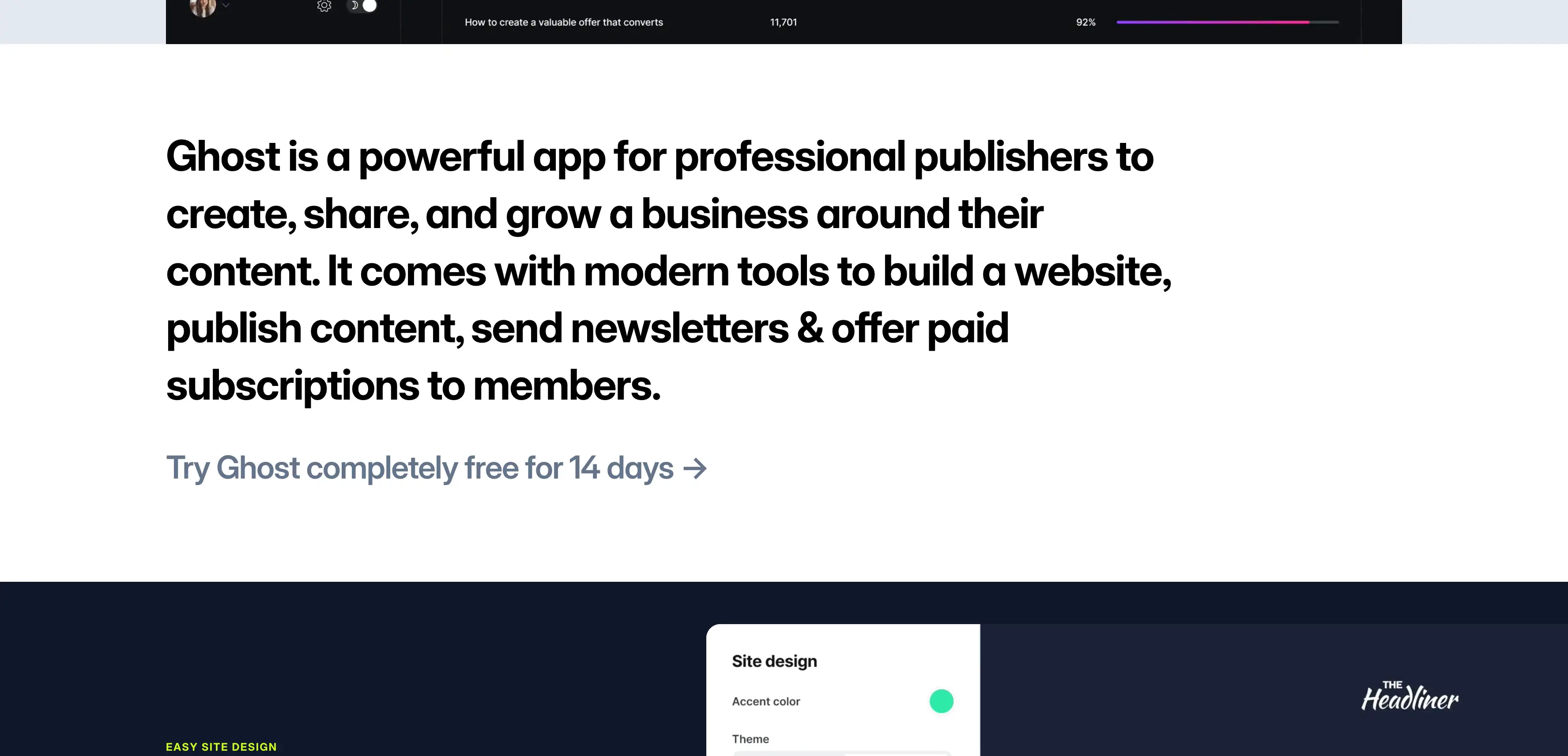 ghost modern blog for publishers