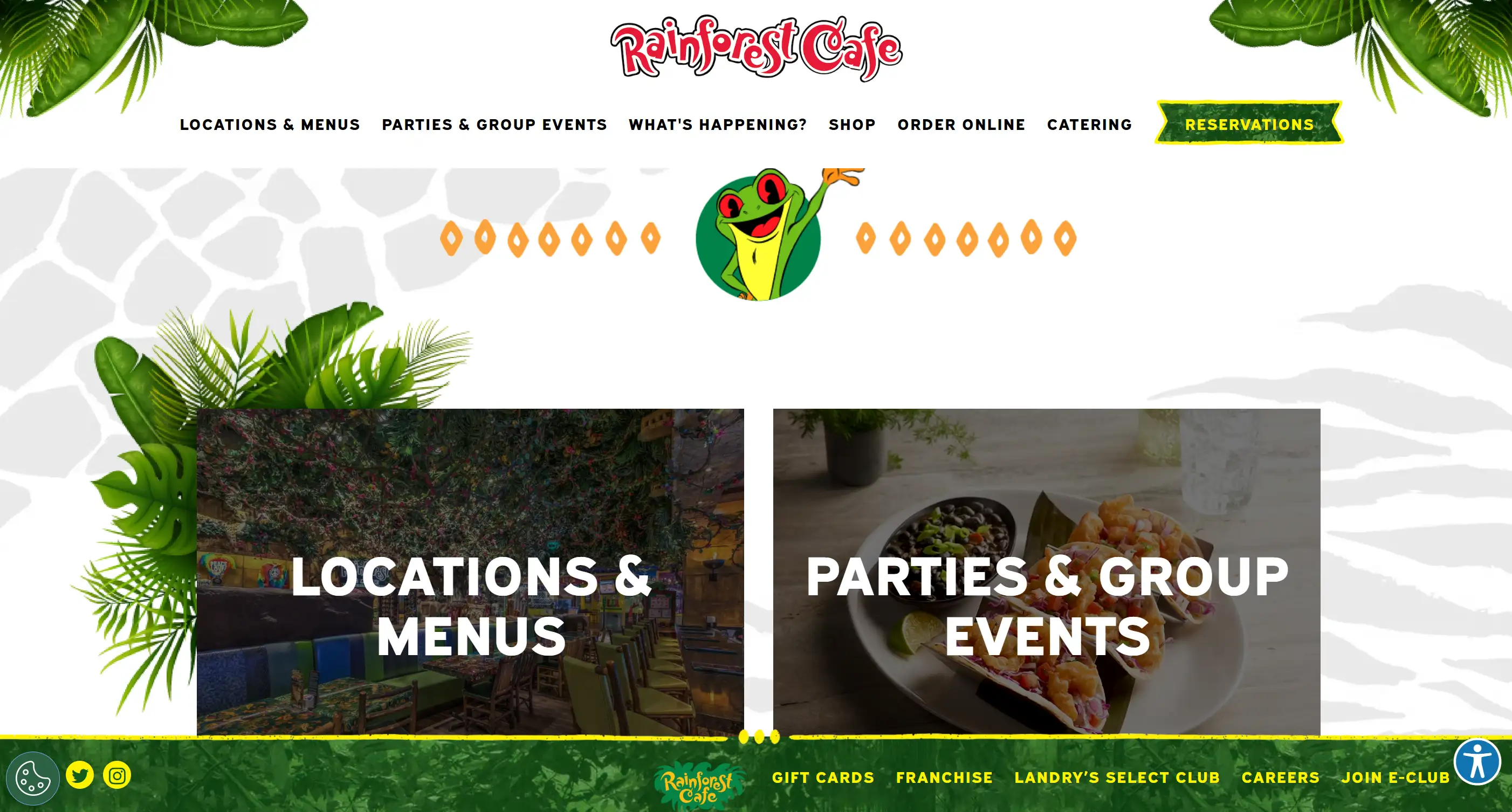 Rainforest Cafe's website design example Rainforest Cafe's website design example