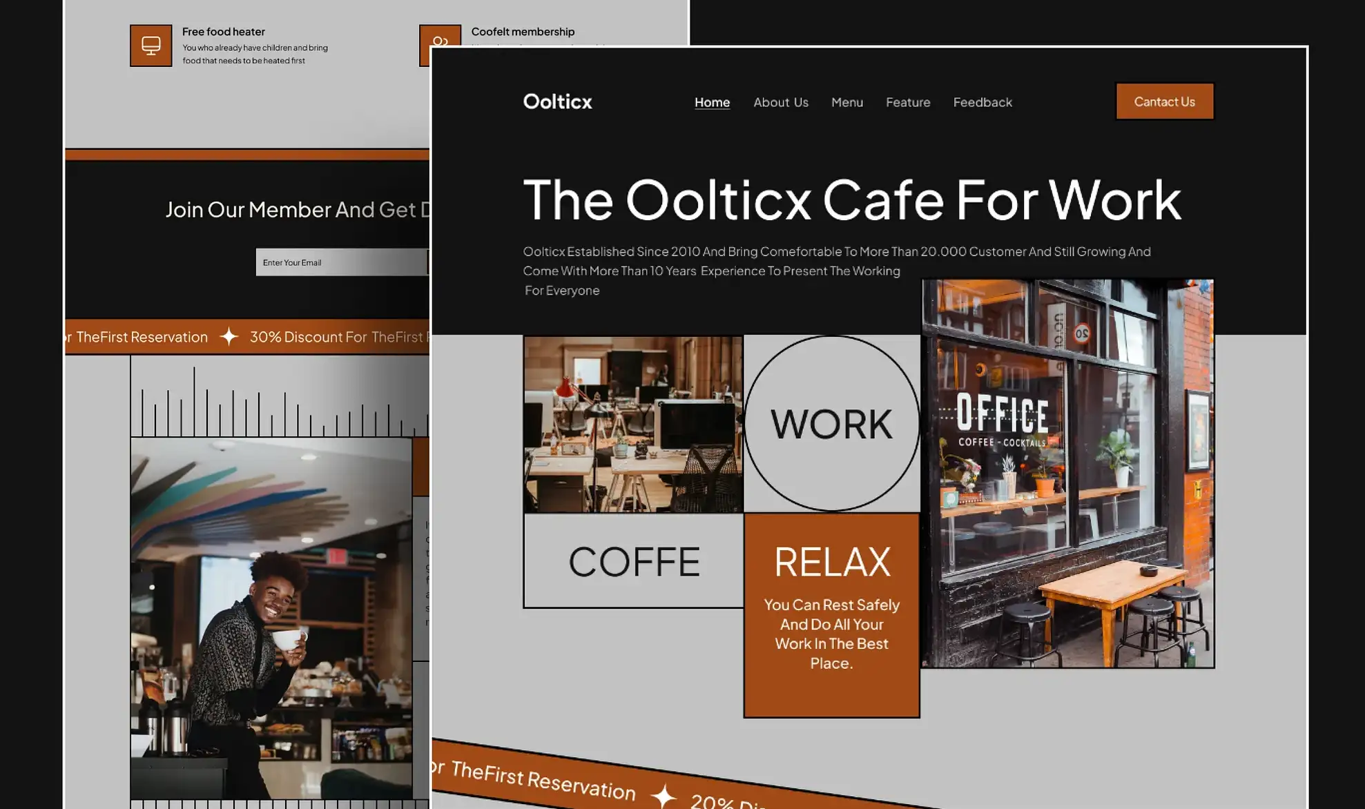 Dribbble's cafe website example Dribbble's cafe website example