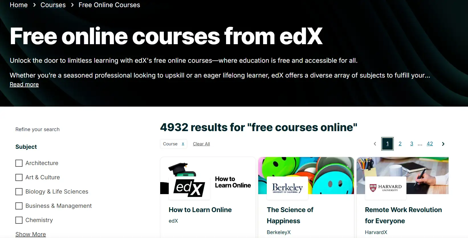 website with free online course
