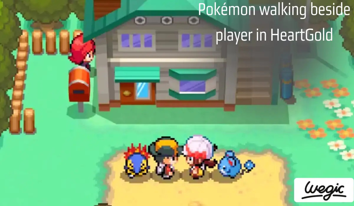 Pokémon walking beside player in HeartGold on Nintendo DS Pokémon walking beside player in HeartGold on Nintendo DS