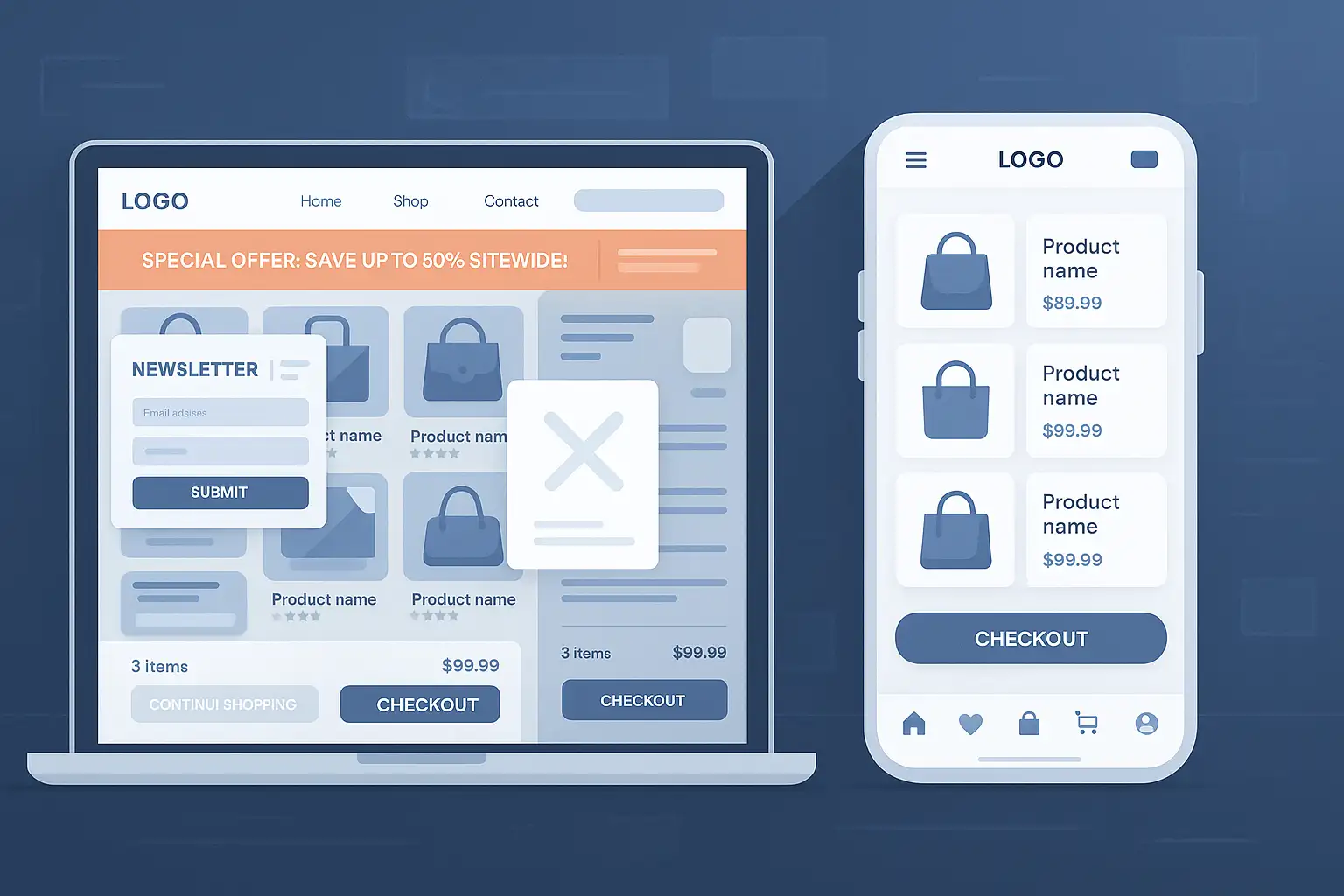 A clear illustration of mobile-first design principles for top ecommerce platforms in 2025.