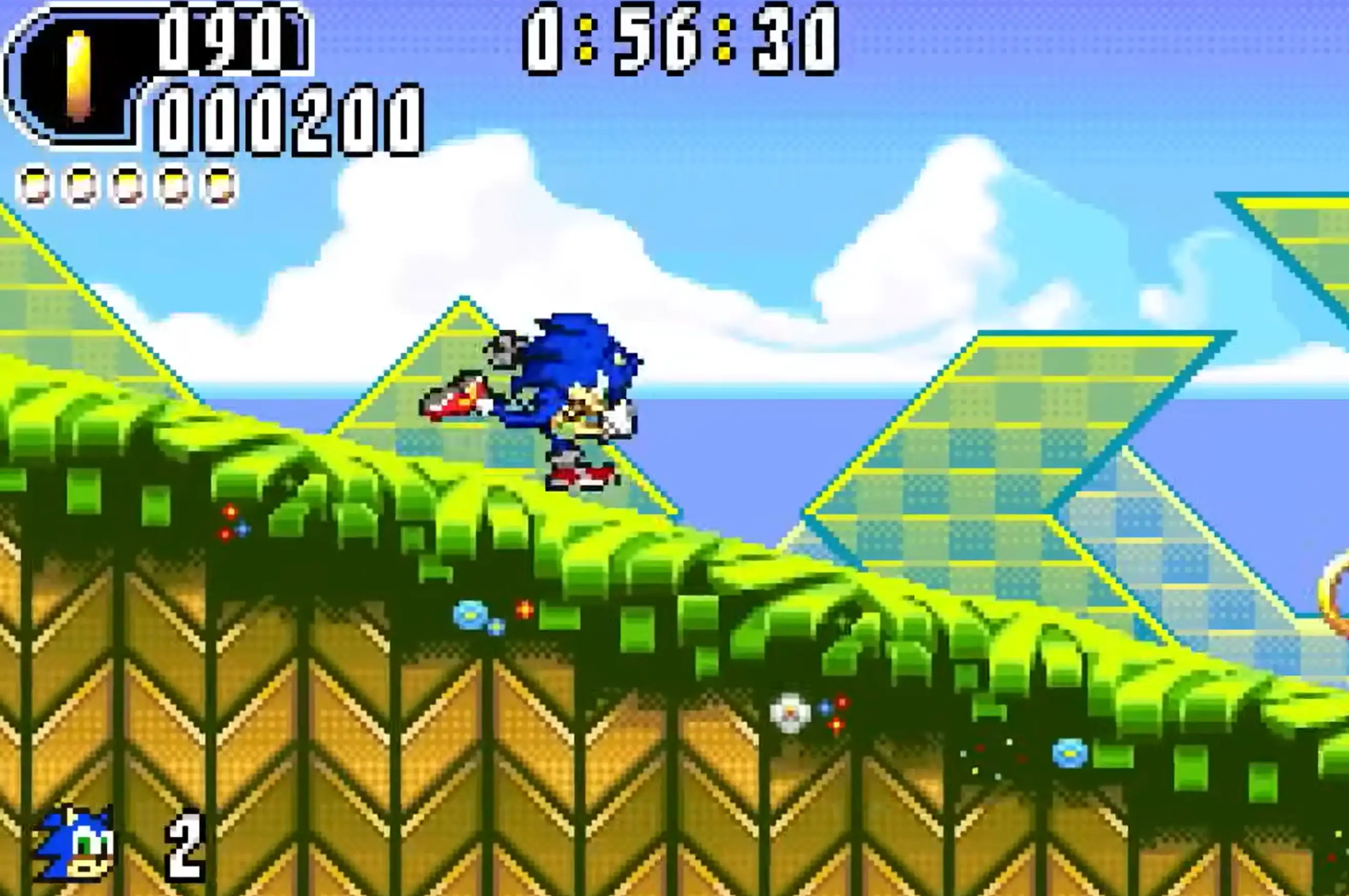 Interface of the GBA game: Sonic Advance 2