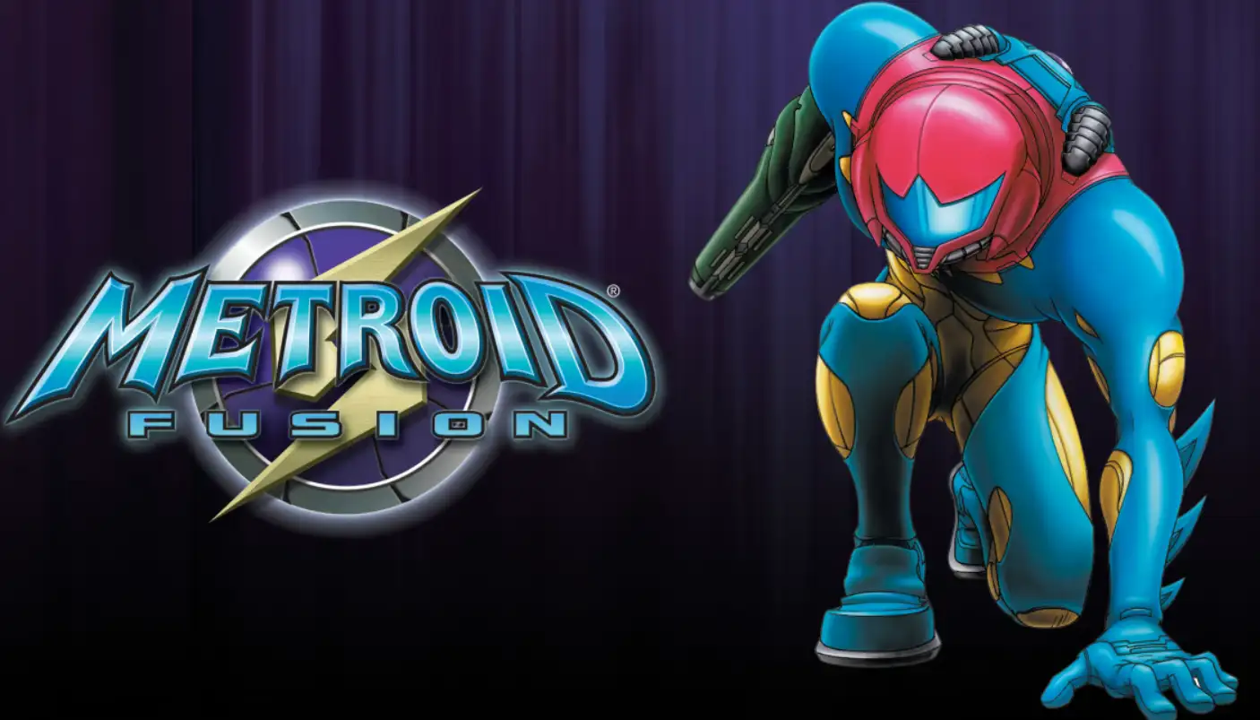 Metroid: Fusion logo and a character