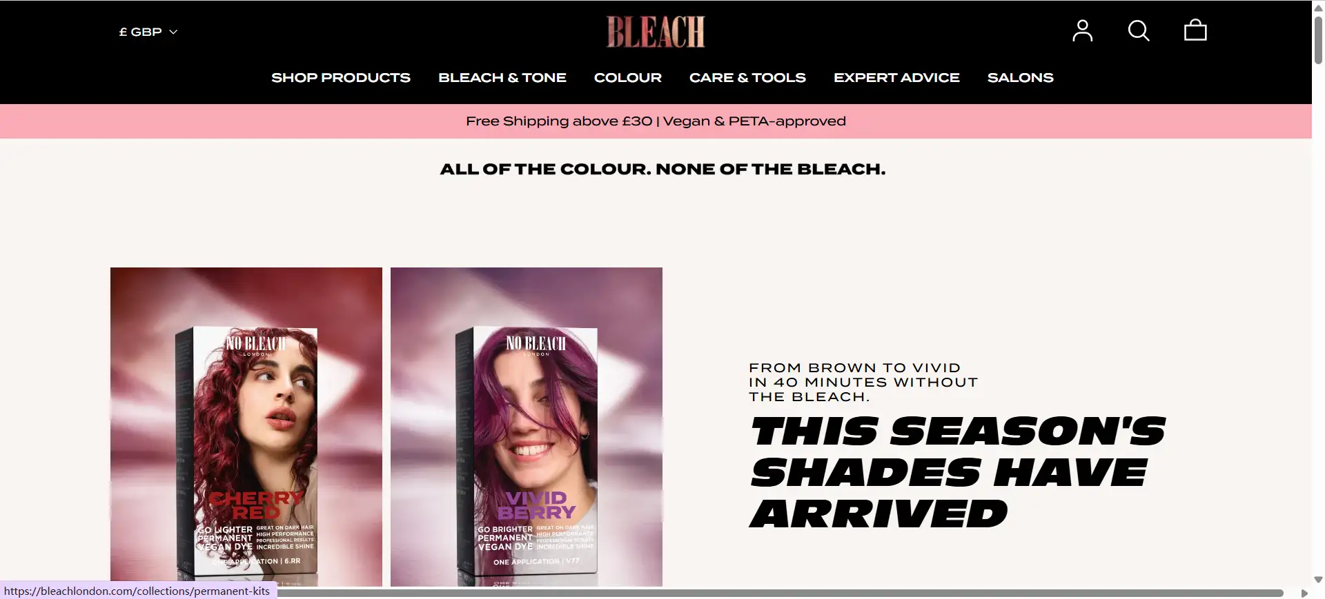 bleach london homepage