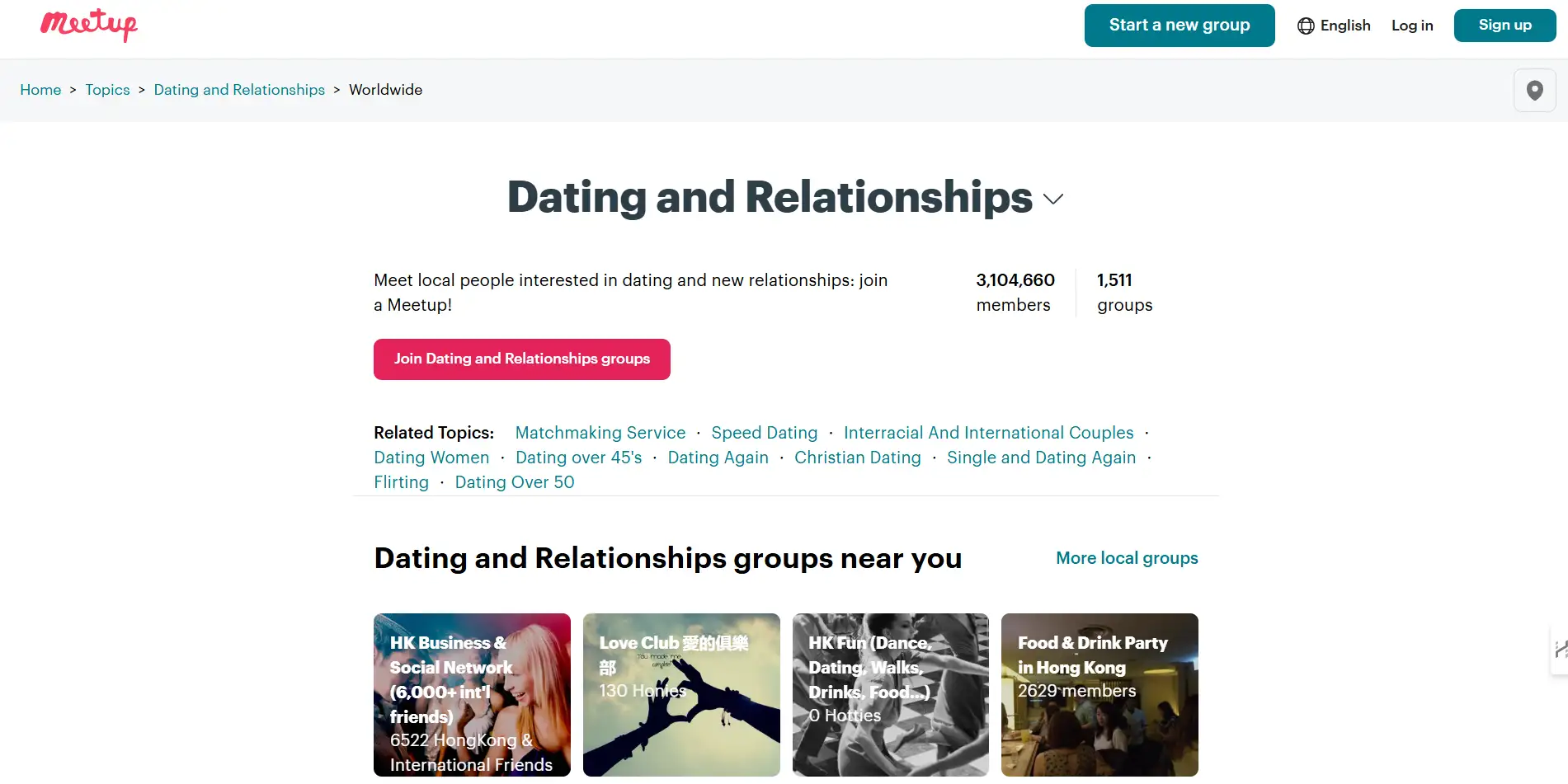 meetup homepage