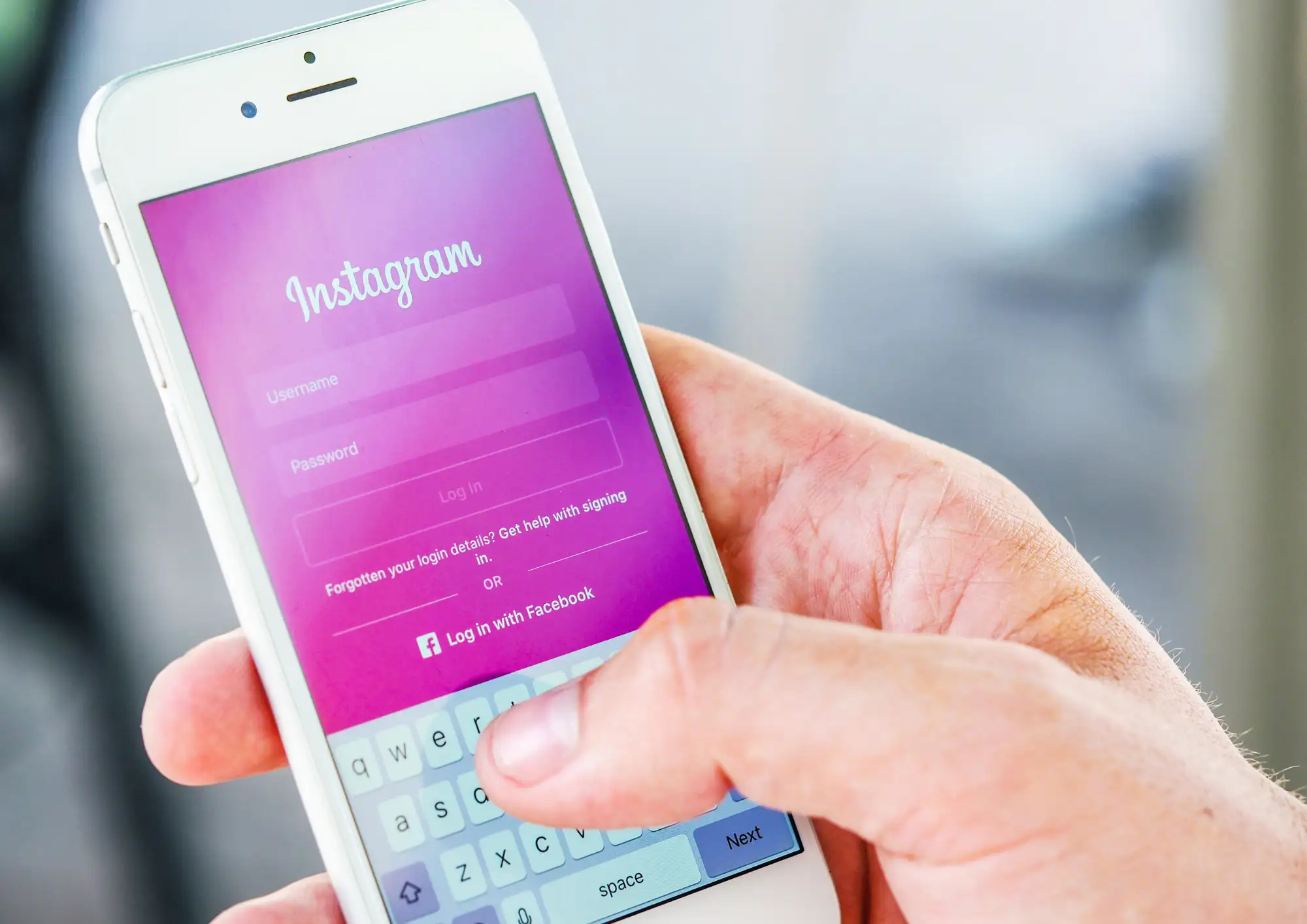 Instagram login page