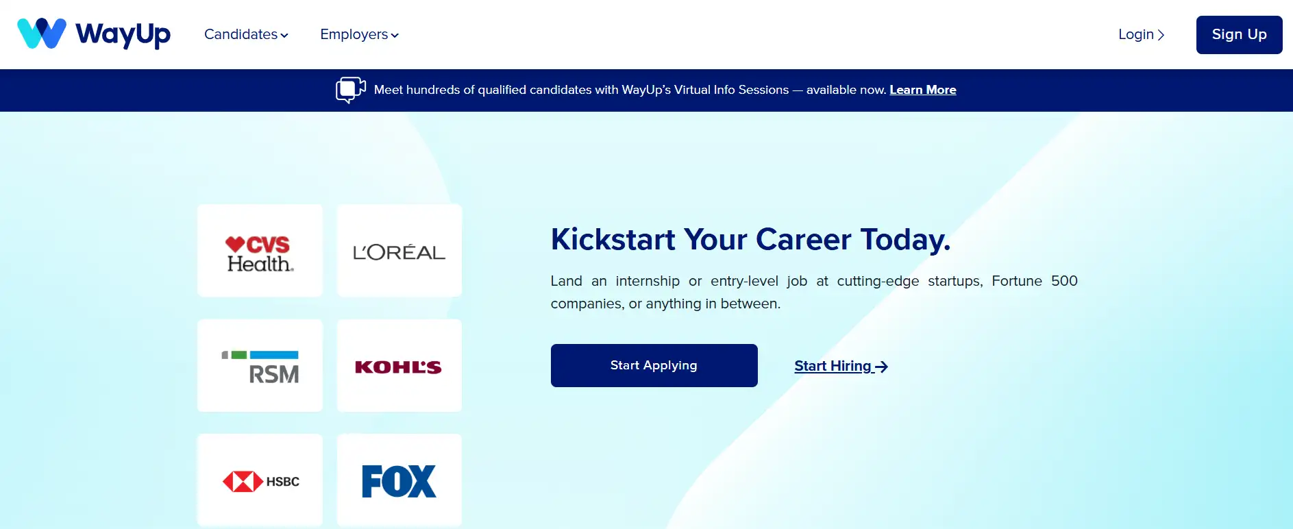 WayUp's homepage WayUp's homepage