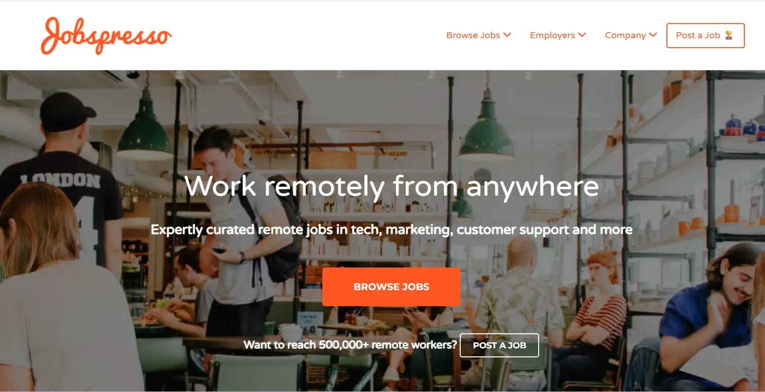Jobspresso's homepage Jobspresso's homepage