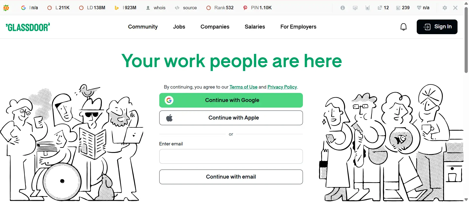 Glassdoor's homepage Glassdoor's homepage