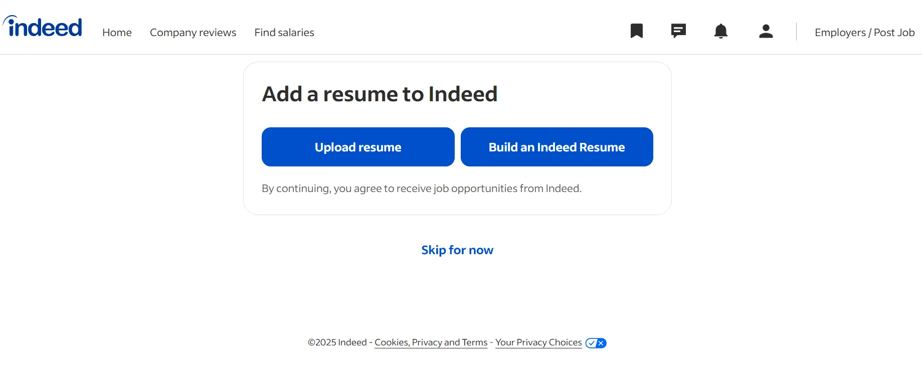 Indeed page to add or build a resume. Indeed page to add or build a resume.