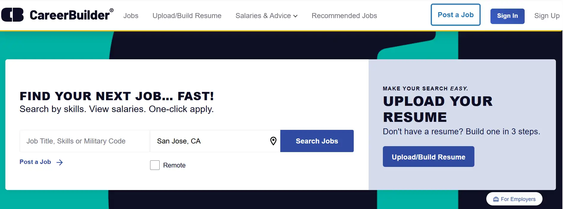 CareerBuilder's homepage CareerBuilder's homepage