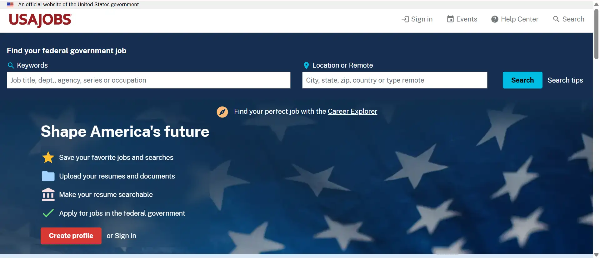 USAJOBS 's homepage USAJOBS 's homepage