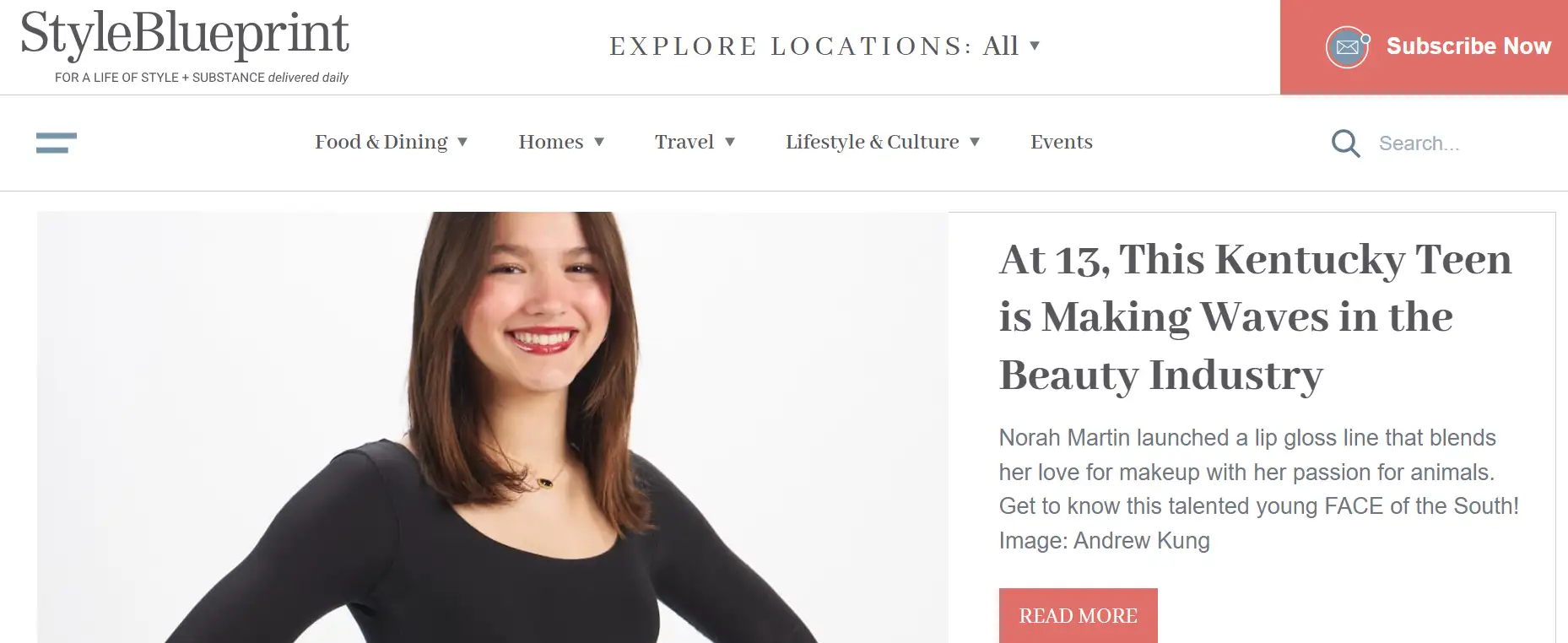 The homepage of StyleBlueprint