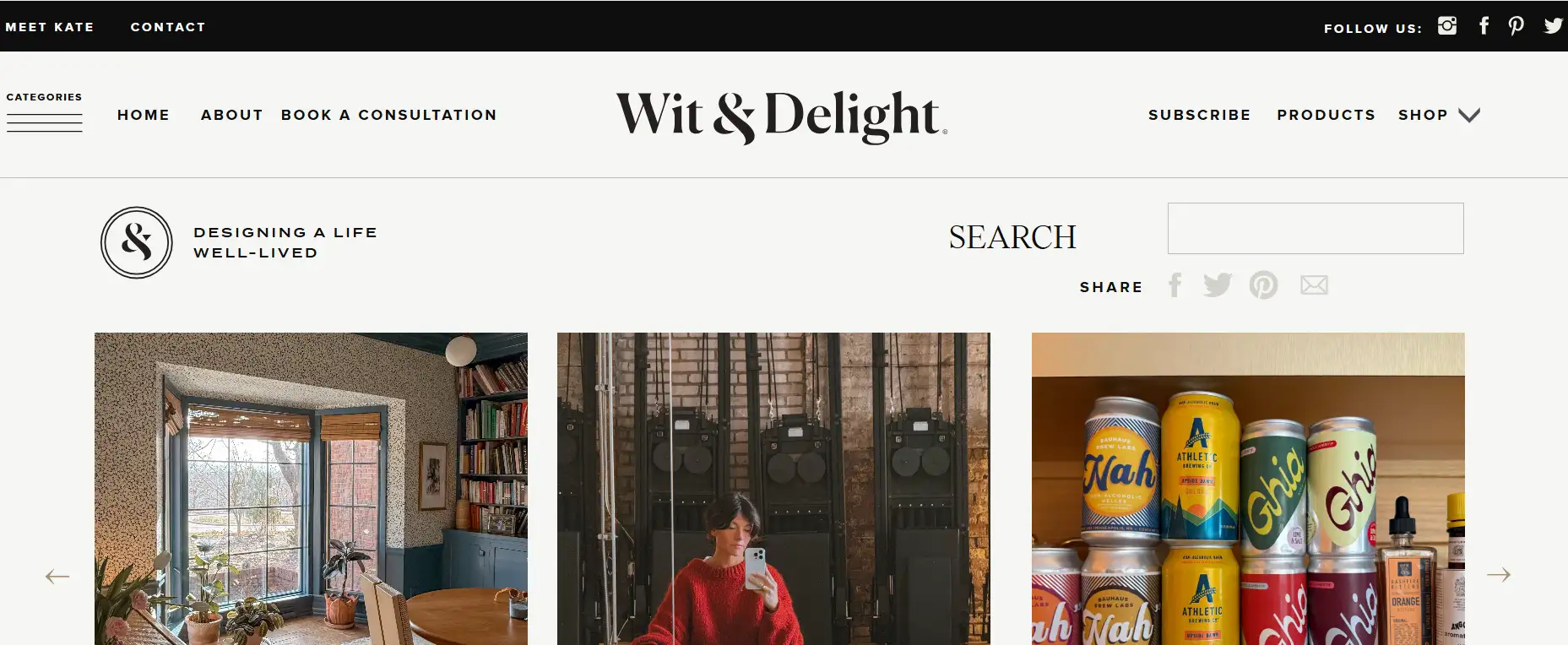 The homepage of Wit & Delight