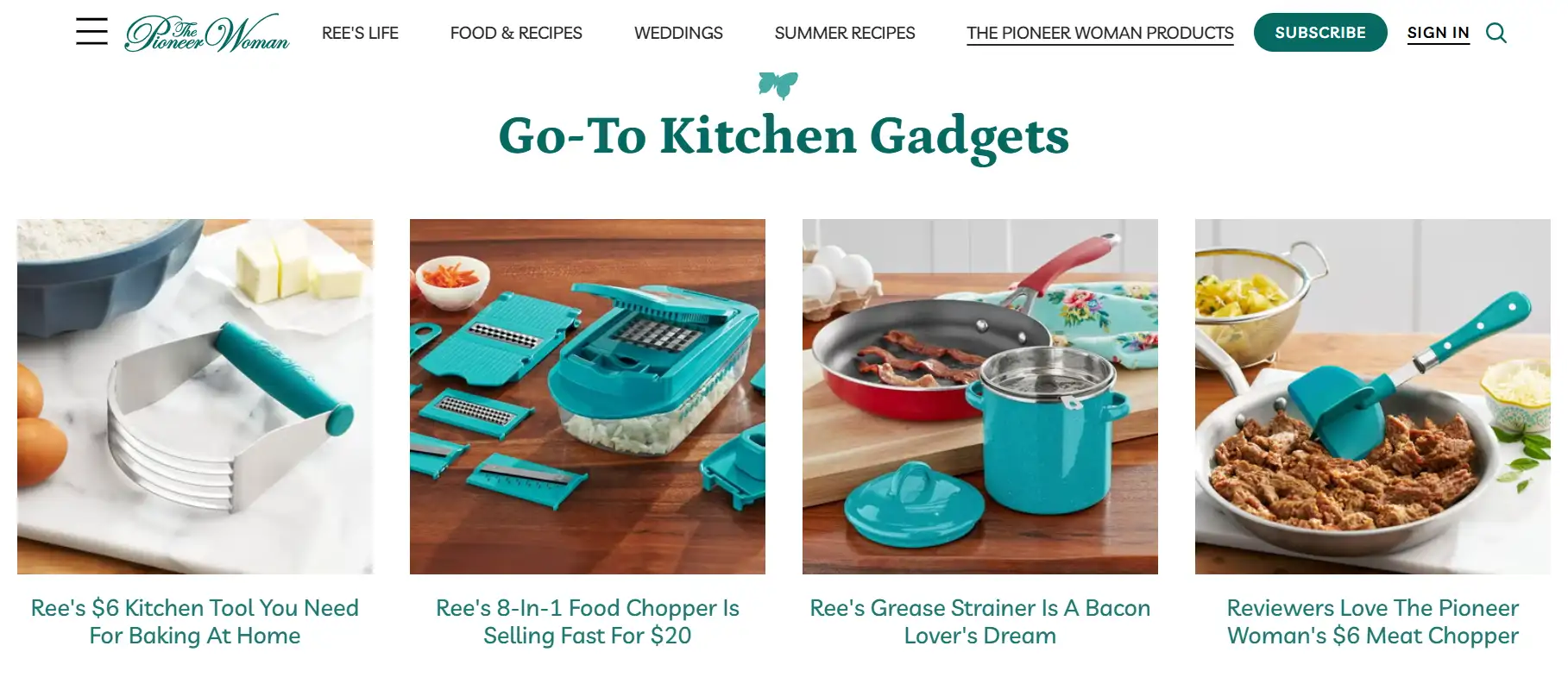 The shopping page of The Pioneer Woman Blog website