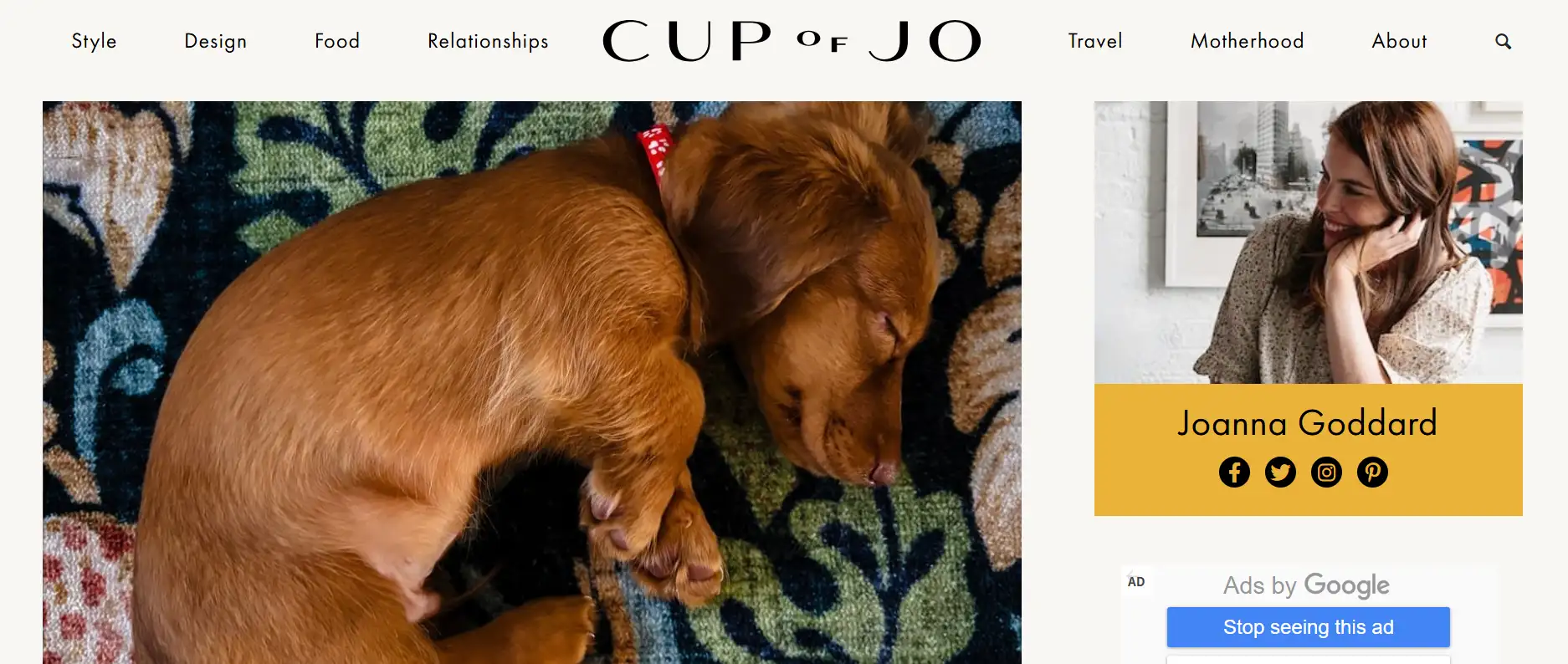 The homepage of Cup of Jo
