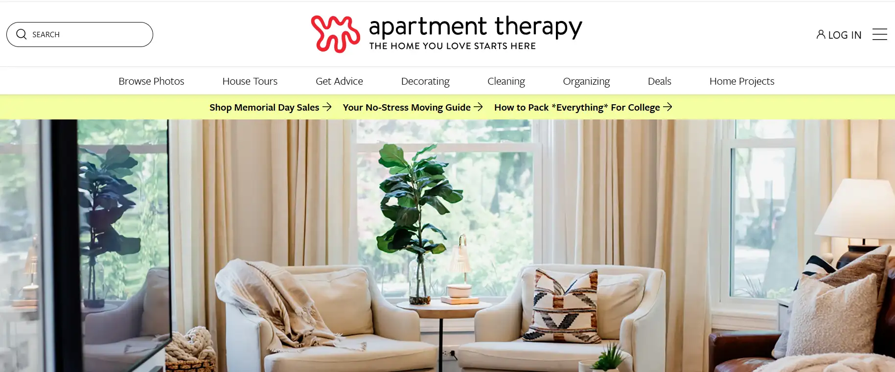 The homepage of Apartment Therapy