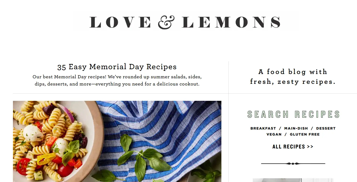 Love and Lemons' homepage