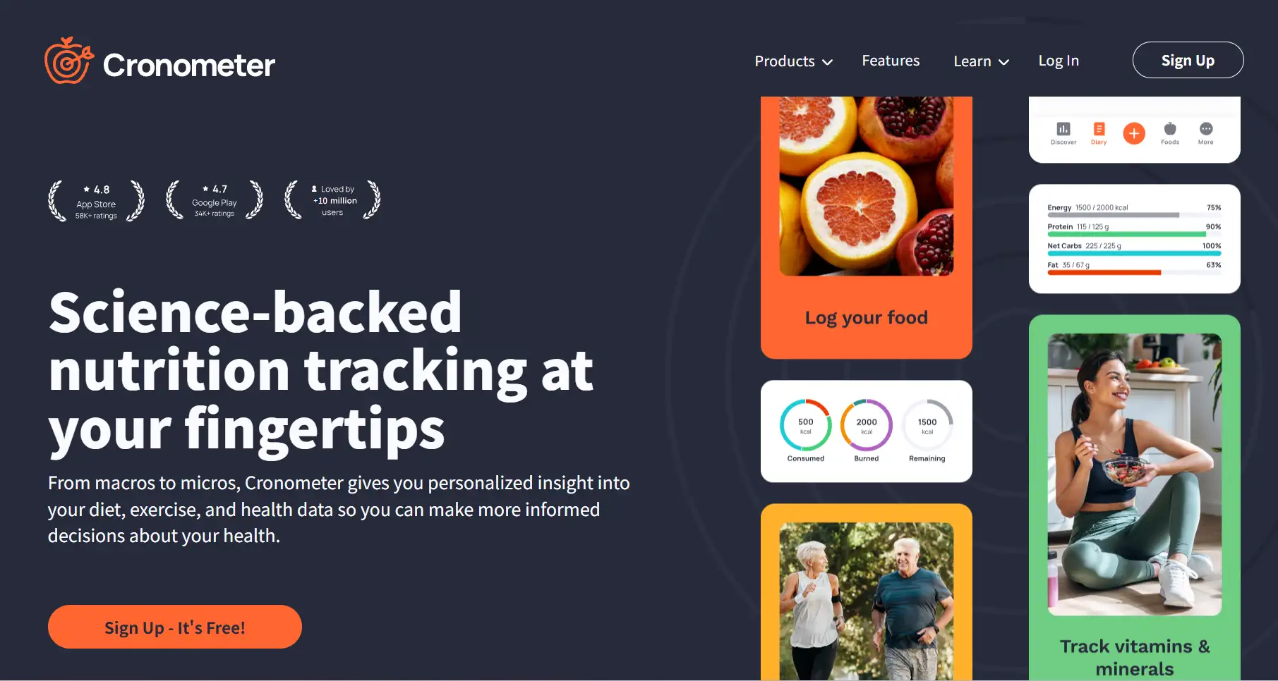 Cronometer's homepage