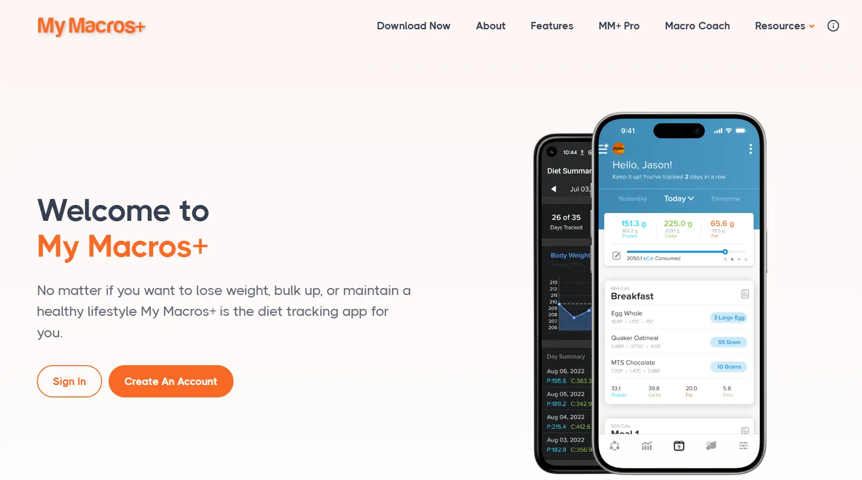 My Macros+ Home Page