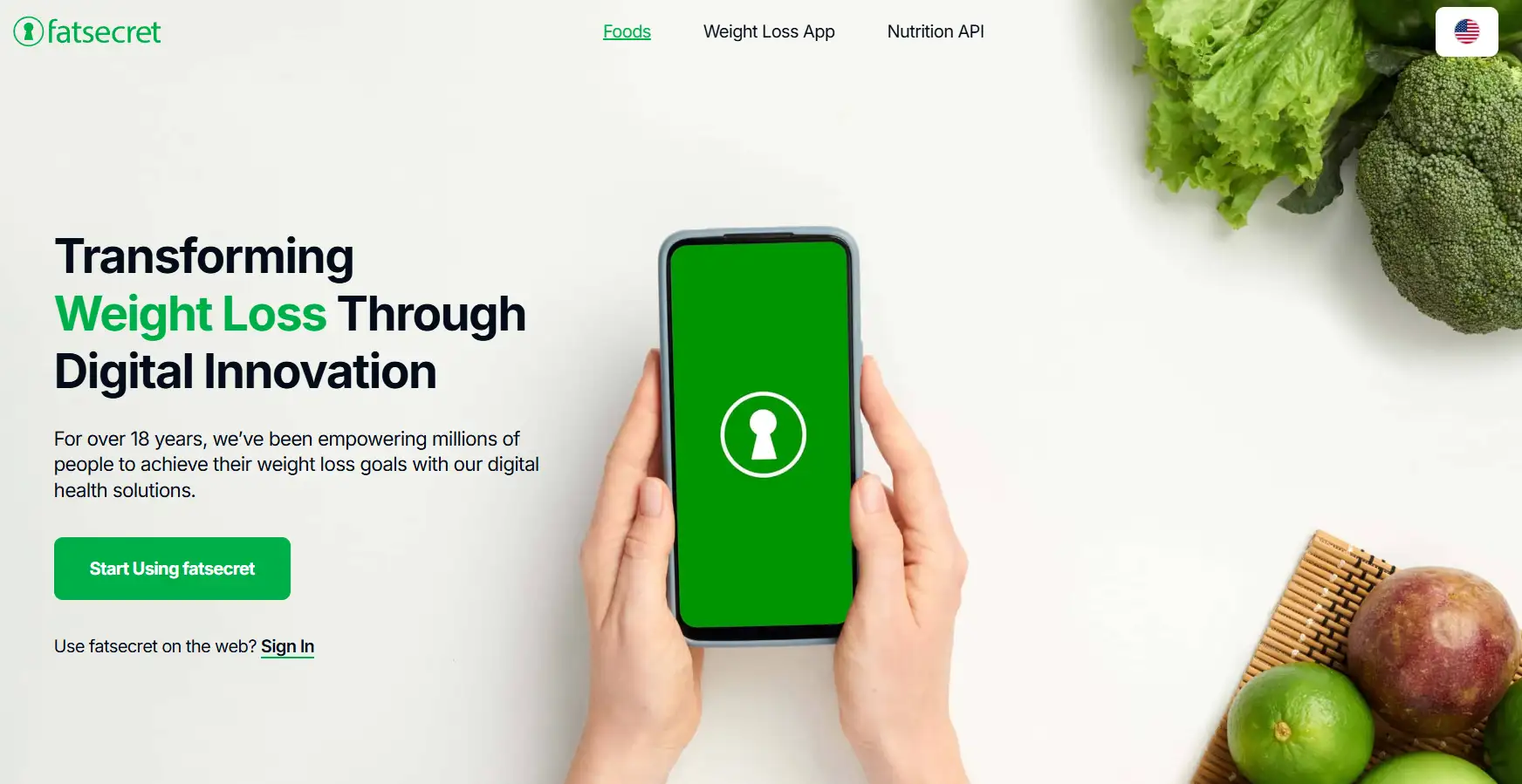 FatSecret's homepage