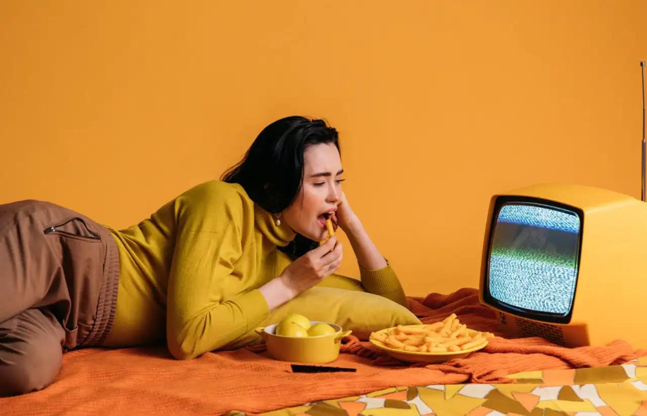 a girl watching movies