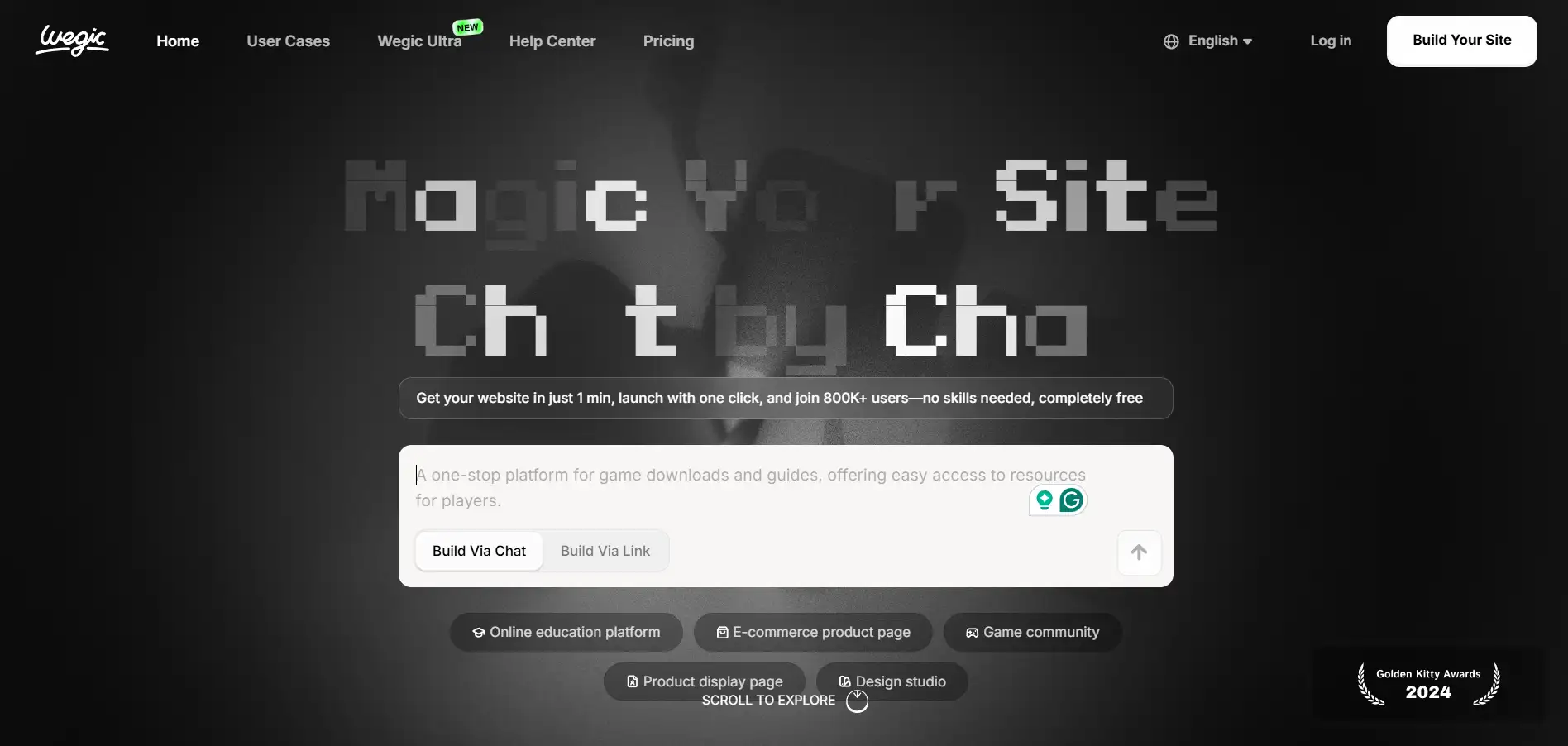 Homepage of Wegic
