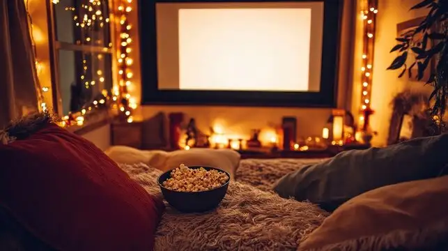 A cozy movie night setup with popcorn, ready to stream the best movies on Netflix. A cozy movie night setup with popcorn, ready to stream the best movies on Netflix.