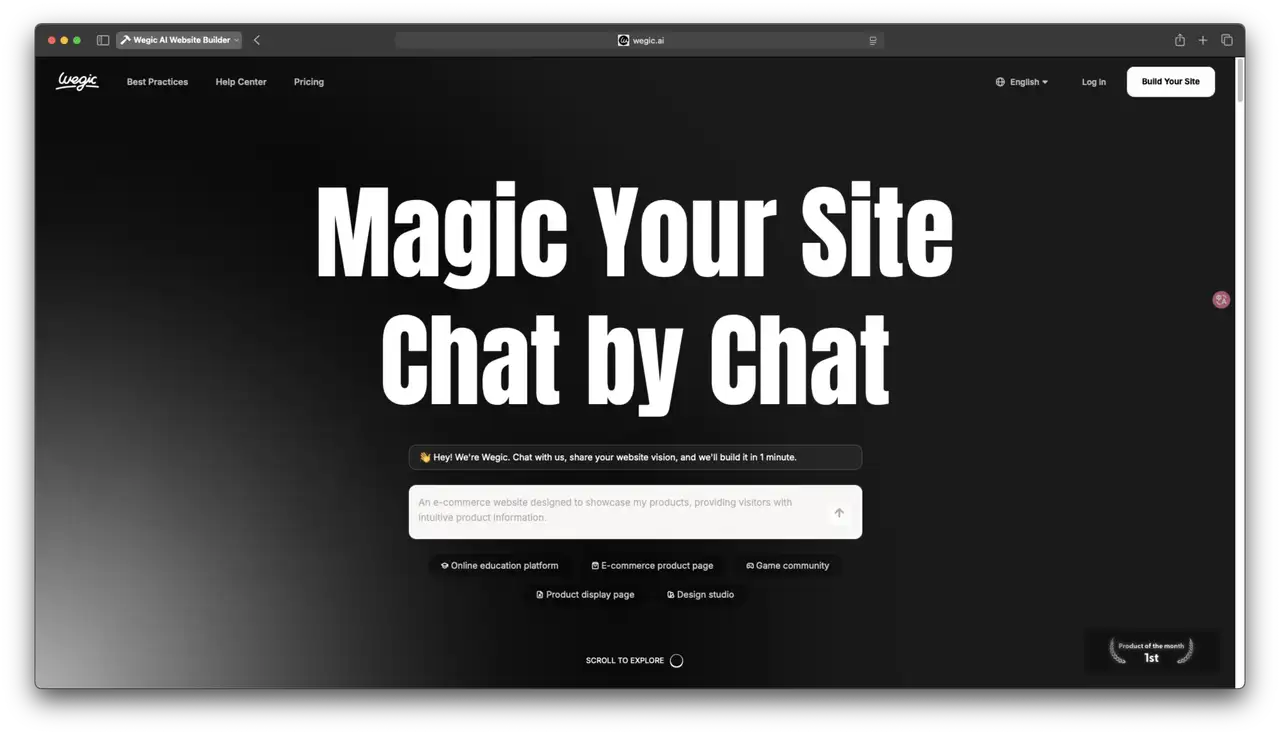 Wegic homepage Wegic homepage