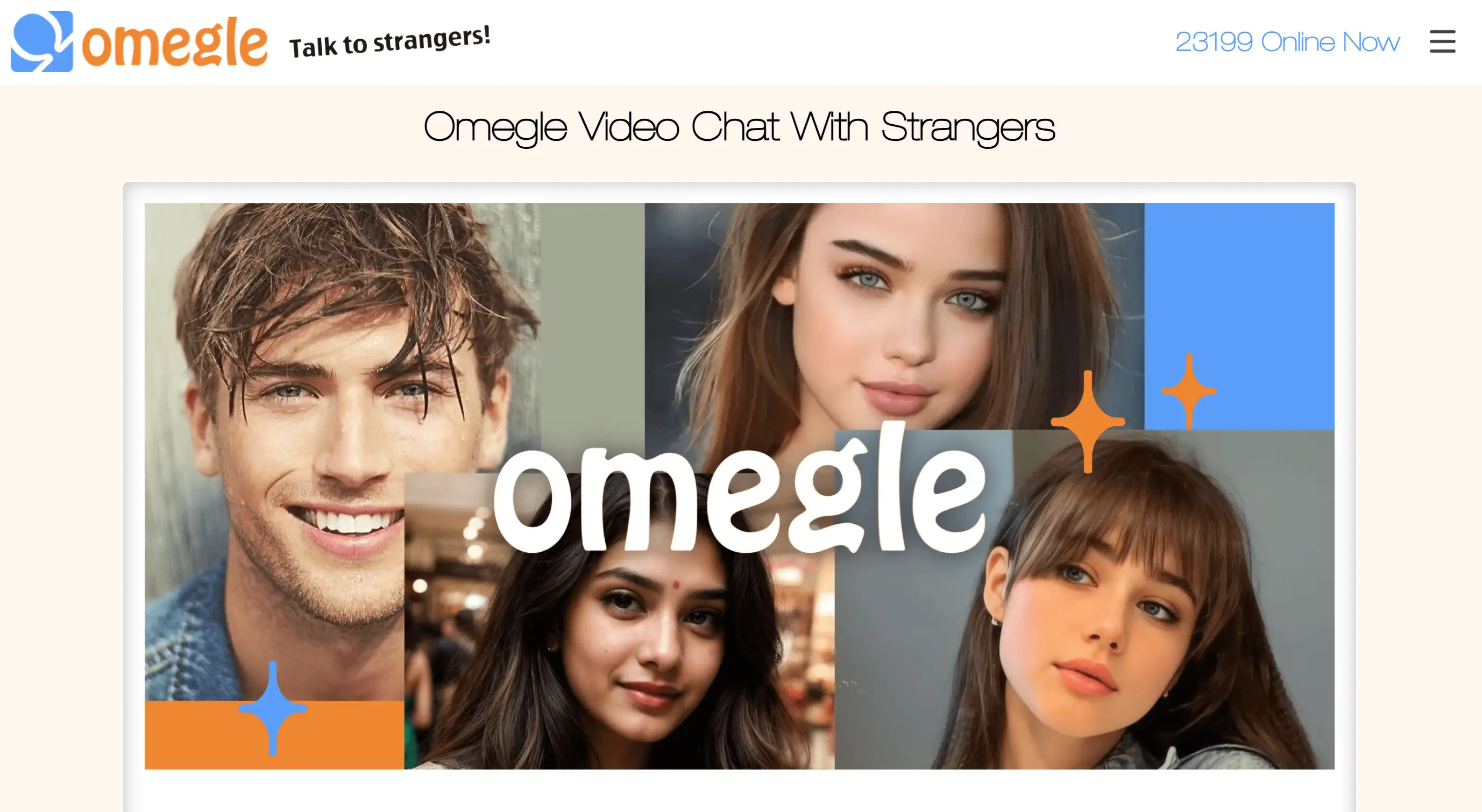Chat website Omegle's homepage Chat website Omegle's homepage
