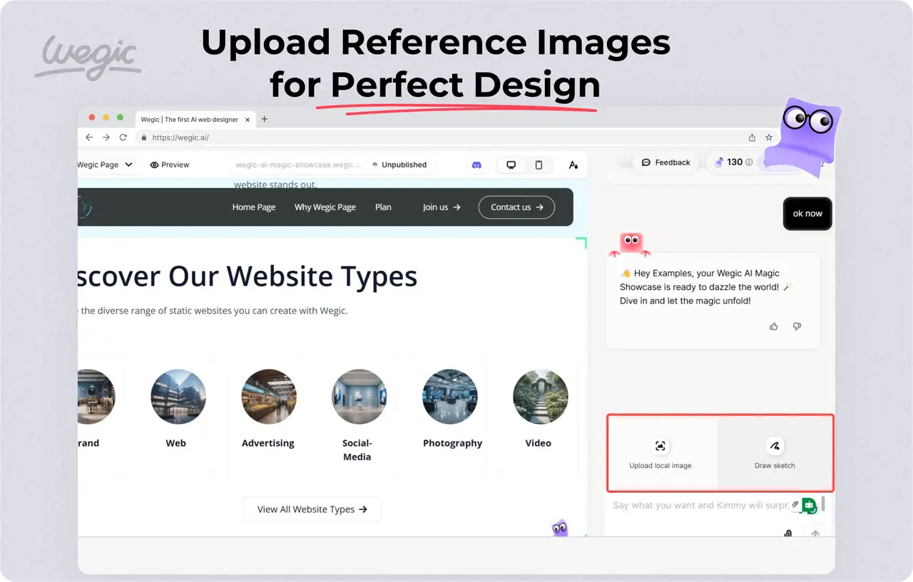 upload reference images for perfect design with Wegic