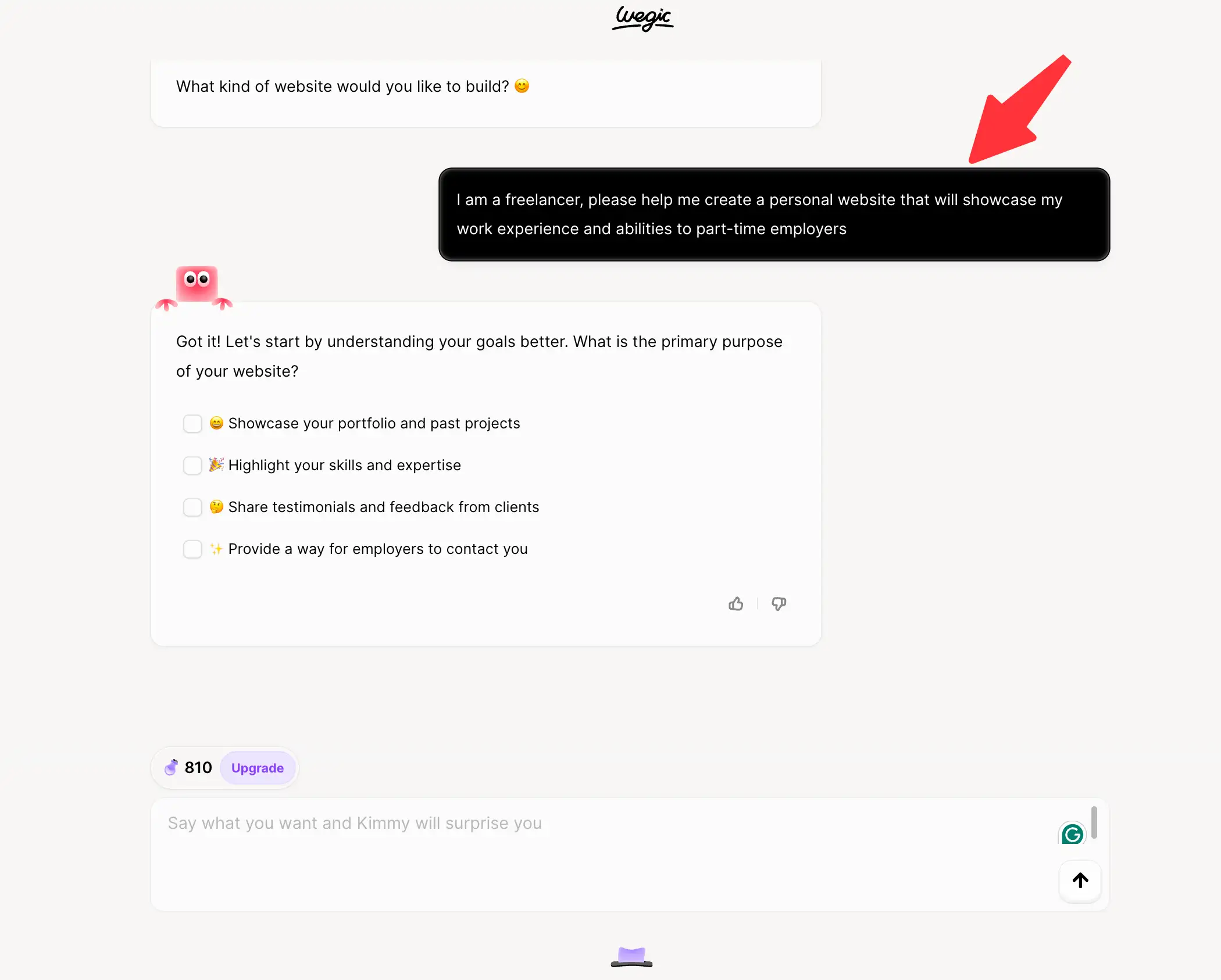share your thoughts with wegic