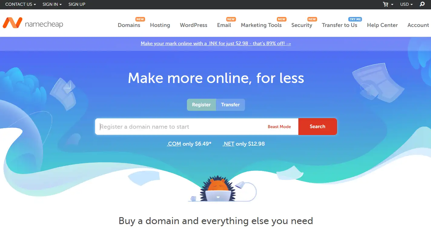 Namecheap homepage