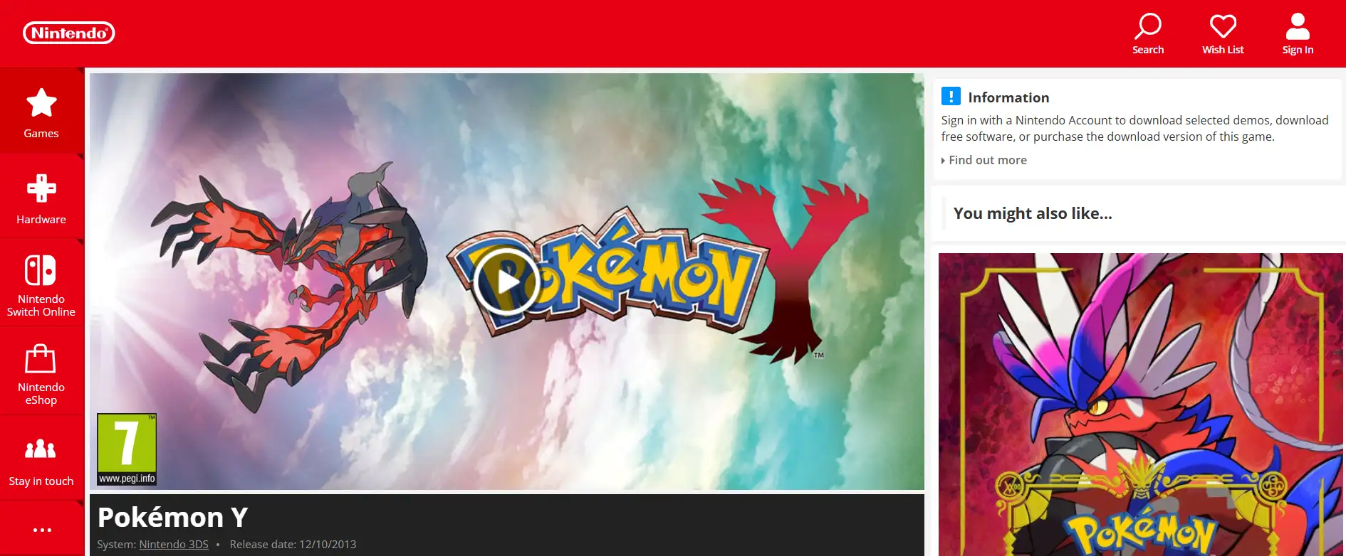the poster of Pokémon Y