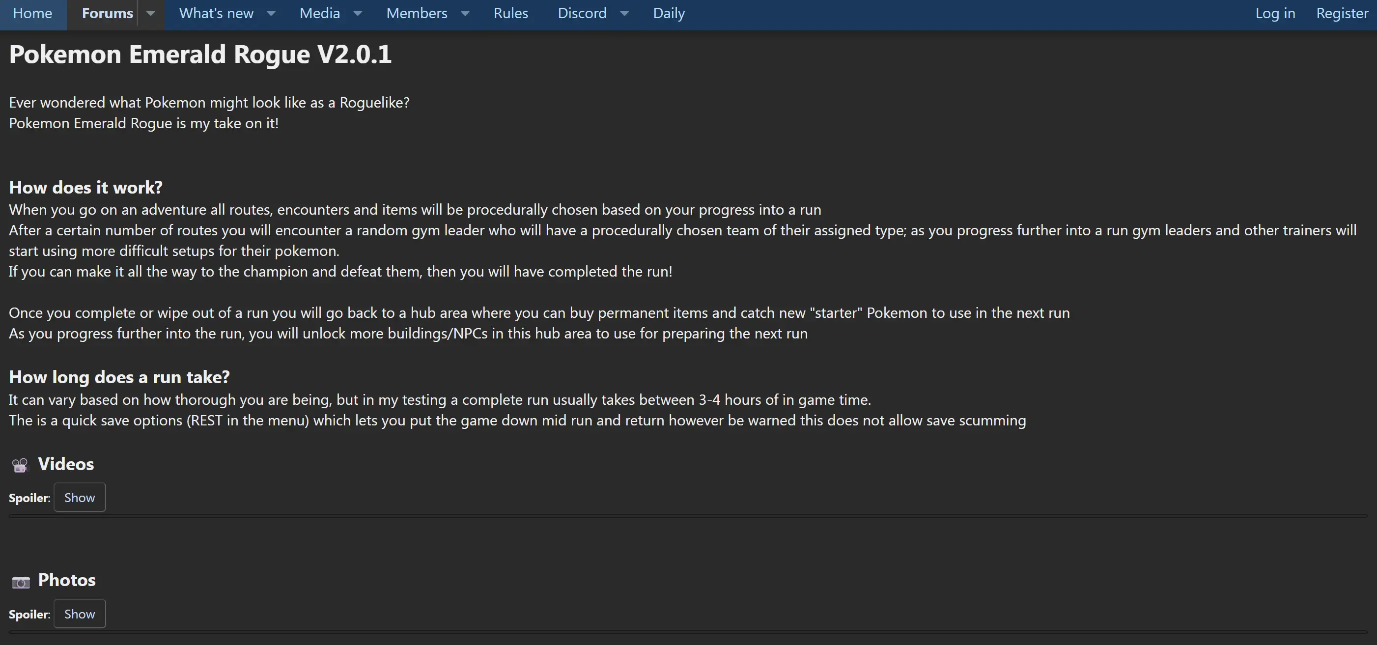 Introduction web page about Pokémon Light Platinum