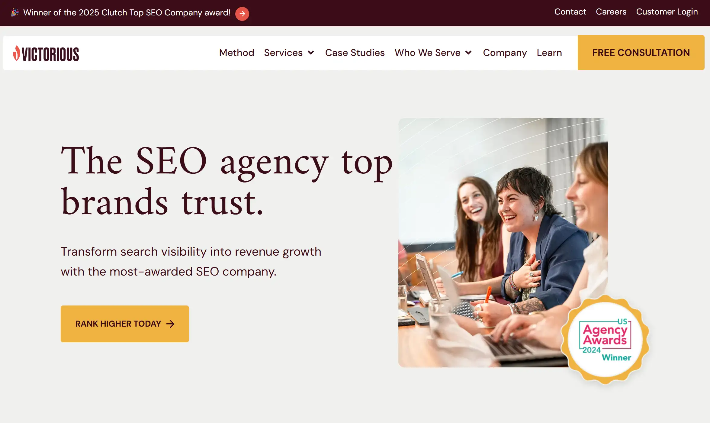 Homepage of Victorious SEO Homepage of Victorious SEO